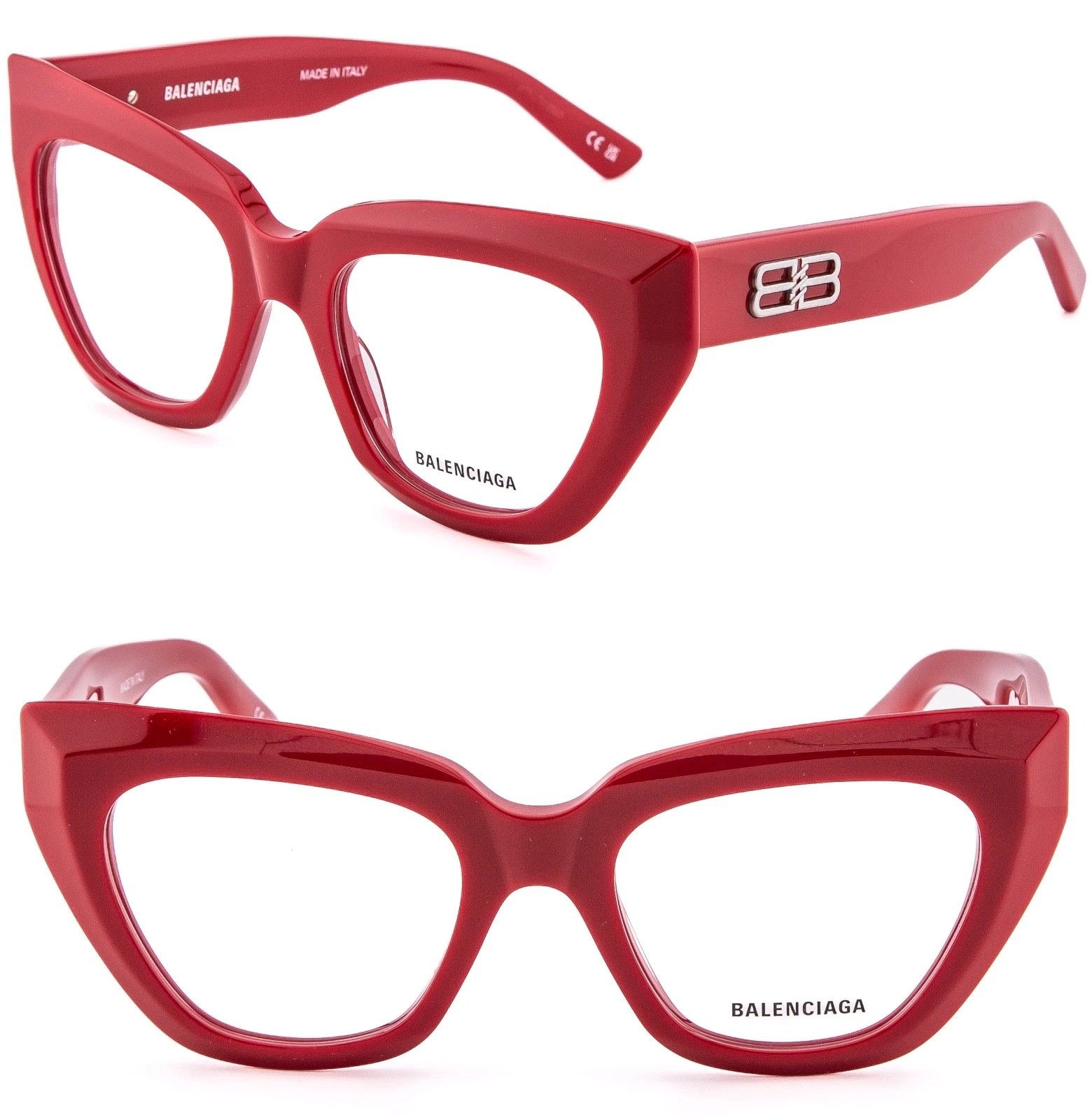 Balenciaga BALENCIAGA Angular 0238 Red Silver Logo Eyeglass BB0238O 003 Size ONE SIZE - 1 Thumbnail