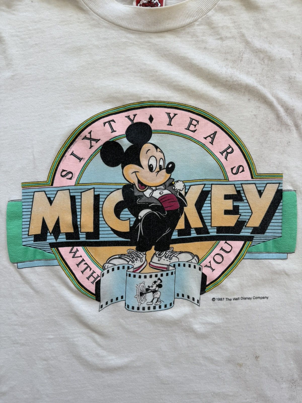 Disney Vintage 80s Disney Mickey Mouse 60 Years Graphic Shirt Size US L / EU 52-54 / 3 - 4 Thumbnail