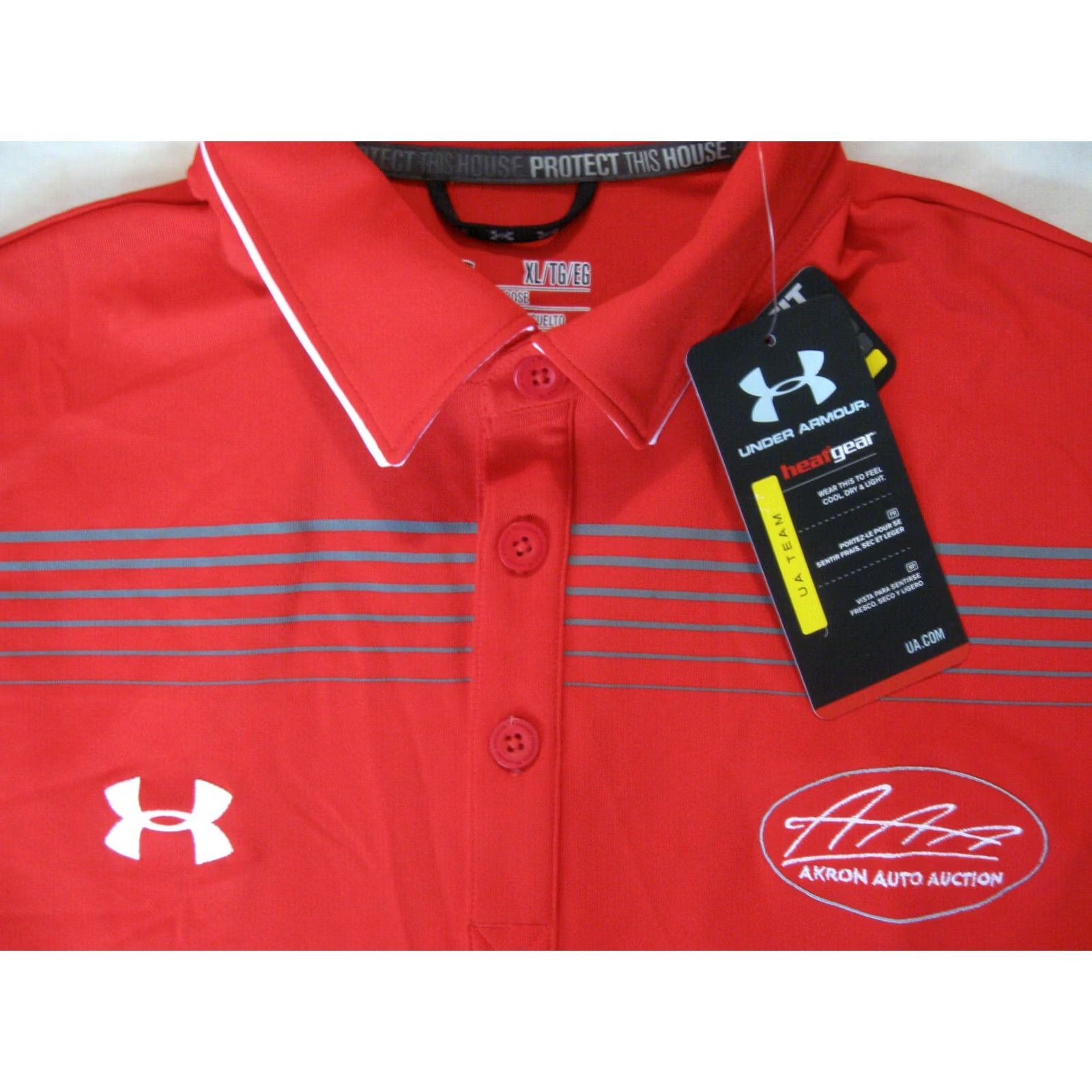 Under Armour Under Armour Polo Shirt Mens XL Red Cars Golf 100% Polyester Striped Casual Under Armour HeatGear Polo shirt Size US XL / EU 56 / 4 - 3 Thumbnail