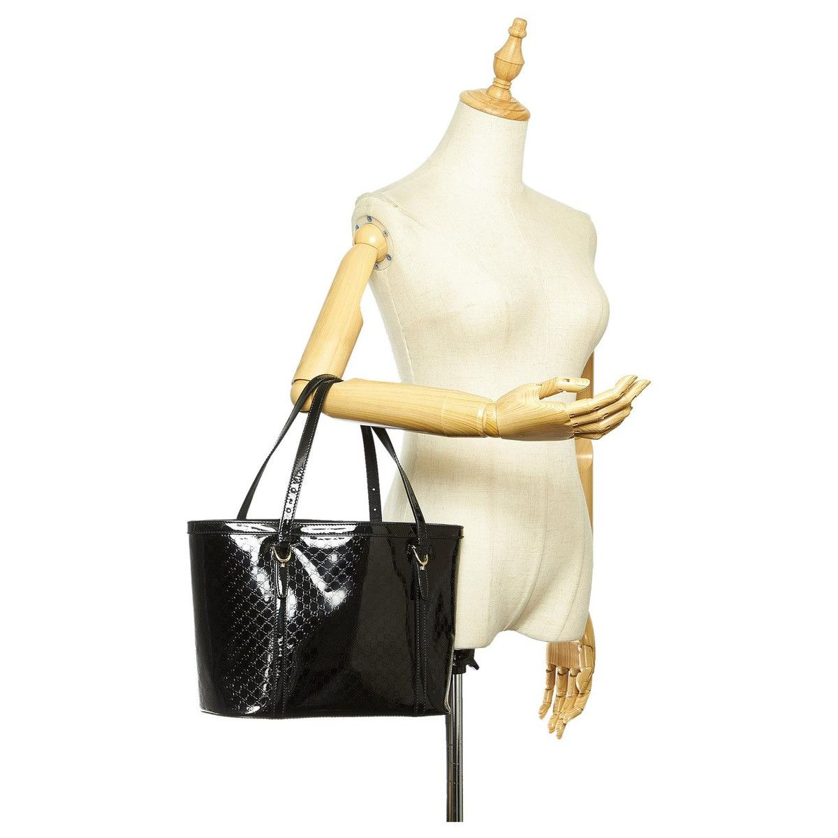 Gucci Gucci Nice Tote Microguccissima Patent Small Black Size ONE SIZE - 14 Thumbnail