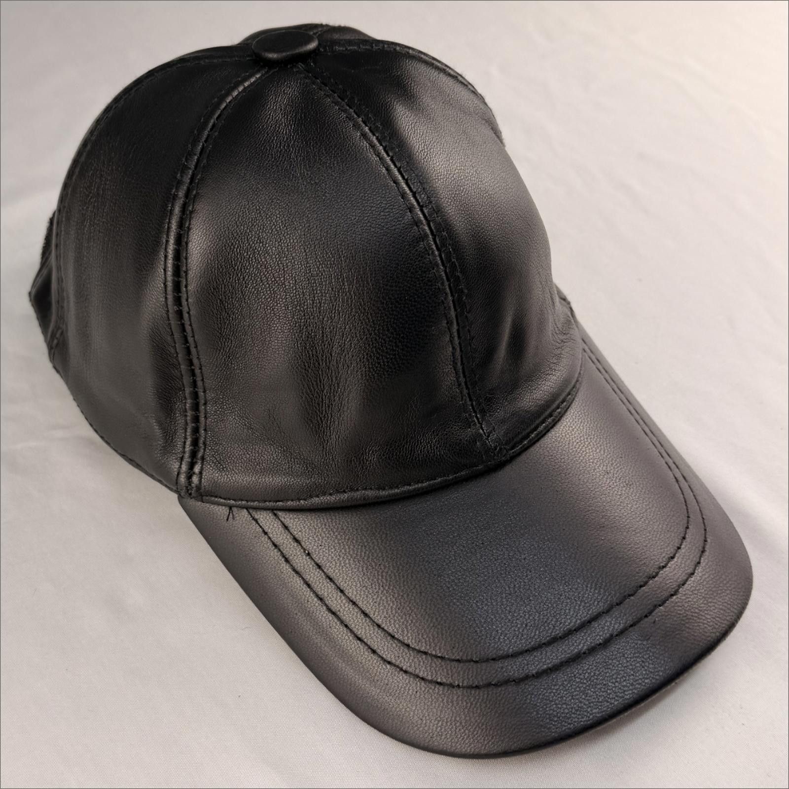 Other NEW Black Leather Baseball Cap - Premium Hat 088 Size ONE SIZE - 4 Thumbnail