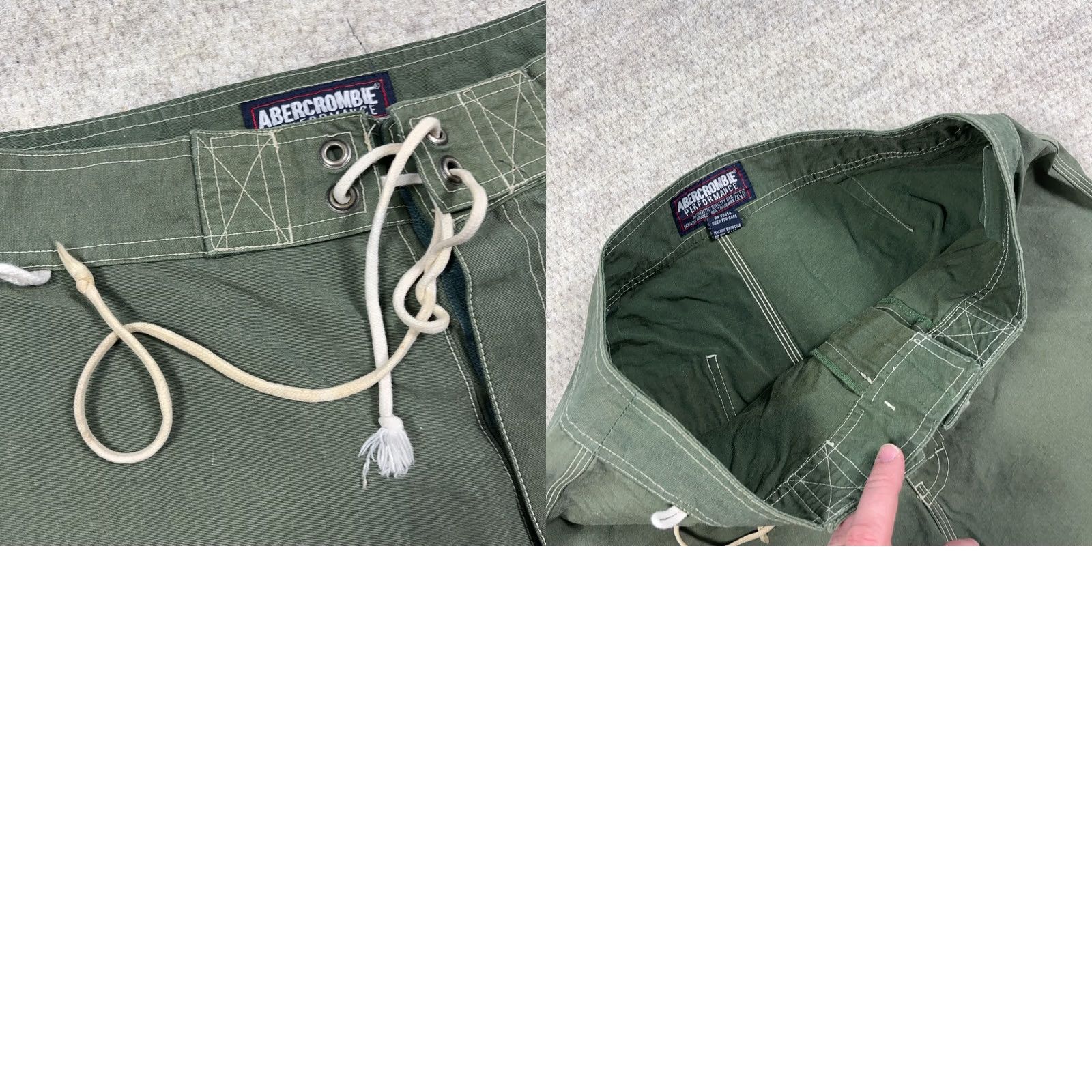 Abercrombie & Fitch VINTAGE Abercrombie & Fitch Swim Trunks Men M Olive Green Logo Pockets Quick Dry Summer Size US 31 - 8 Thumbnail
