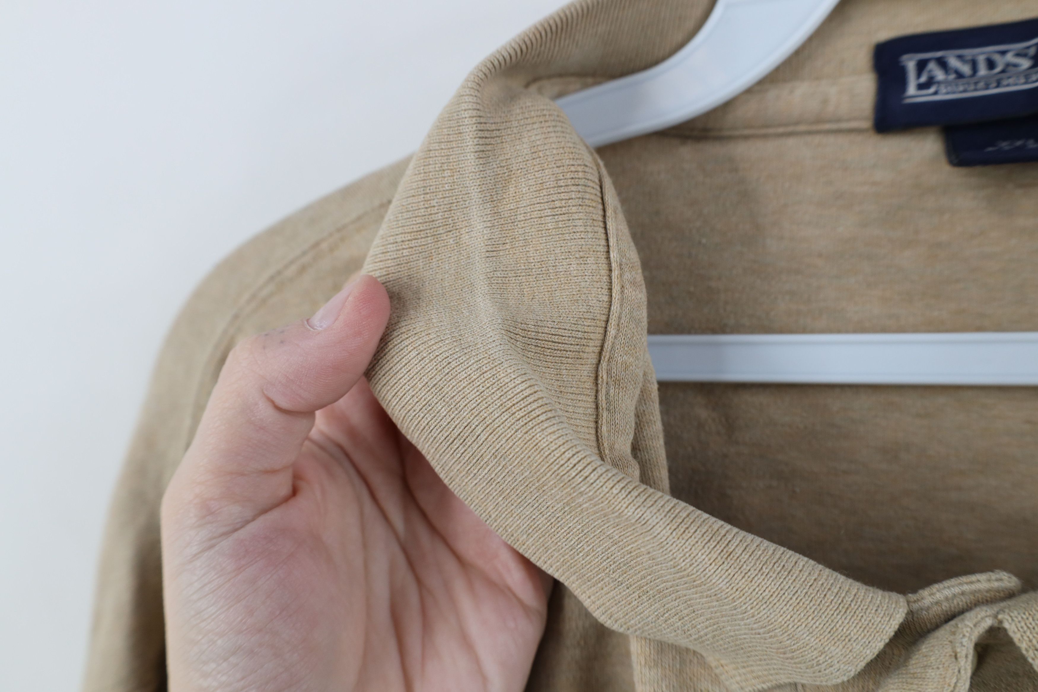 Lands' End Vintage Lands End Cotton Long Sleeve Rugby Polo Shirt Beige Size US XXL / EU 58 / 5 - 10 Thumbnail