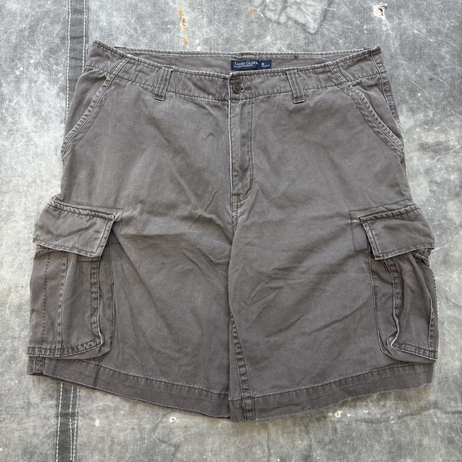 Faded Glory Vintage Y2K Baggy Faded Glory Brown Grunge Cargo Shorts Size US 36 / EU 52 - 1 Thumbnail
