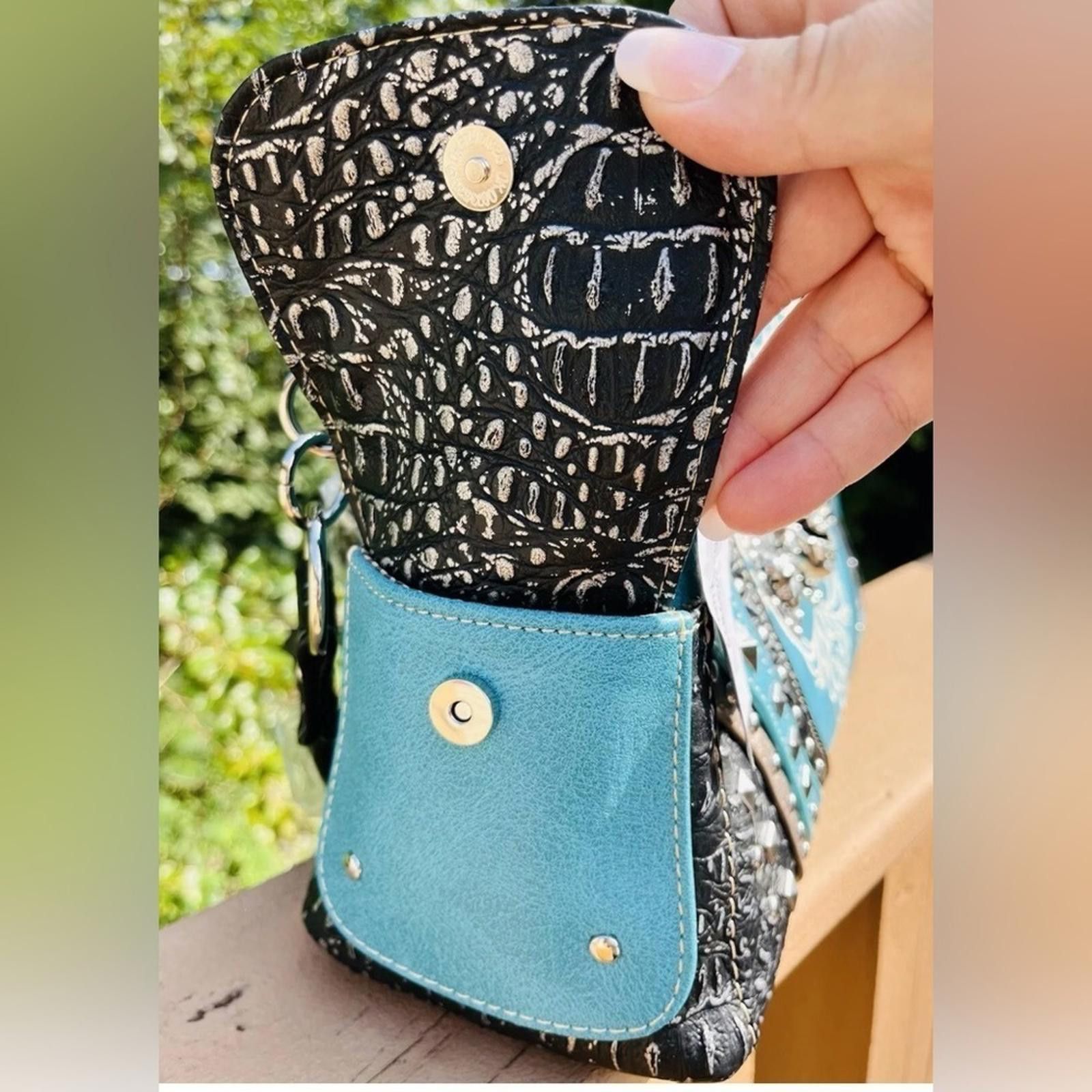 Designer Handmade Skull Leather Shoulder Bag With Skull Wallet Size ONE SIZE - 8 Thumbnail