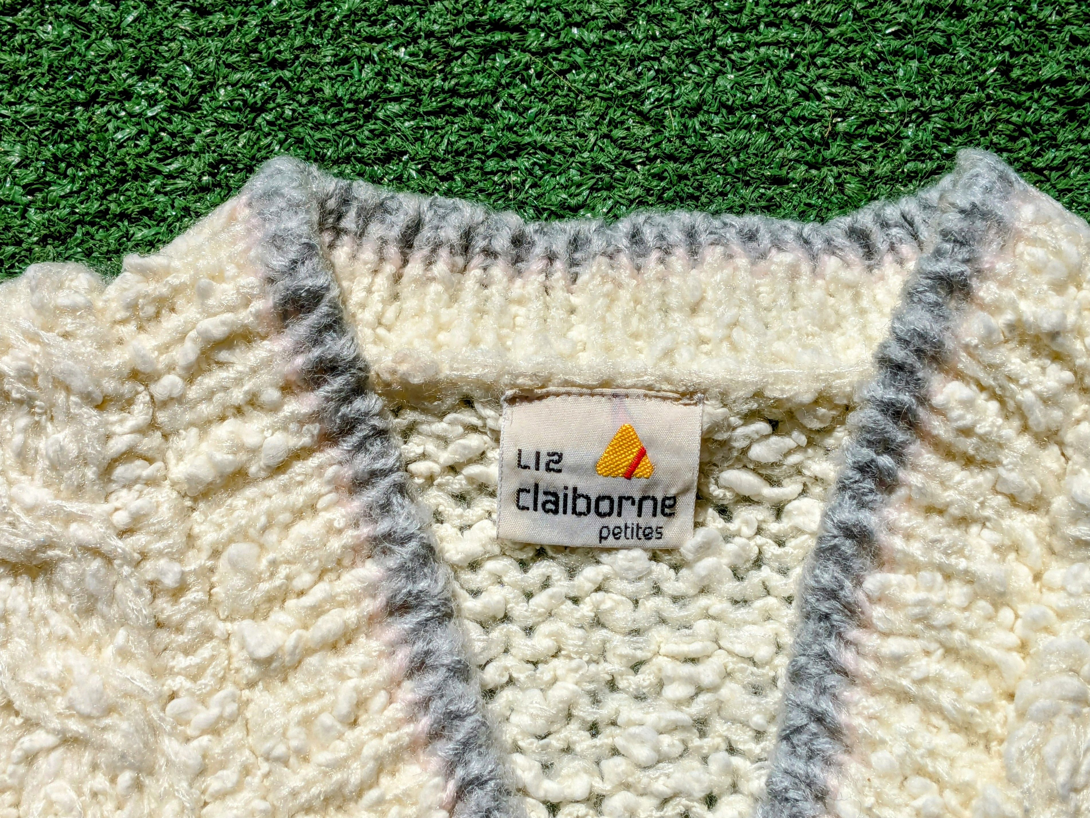 Liz Claiborne 1980s VTG Liz Claiborne Petites Boucle V-Neck Knit Sweater Size M / US 6-8 / IT 42-44 - 6 Thumbnail