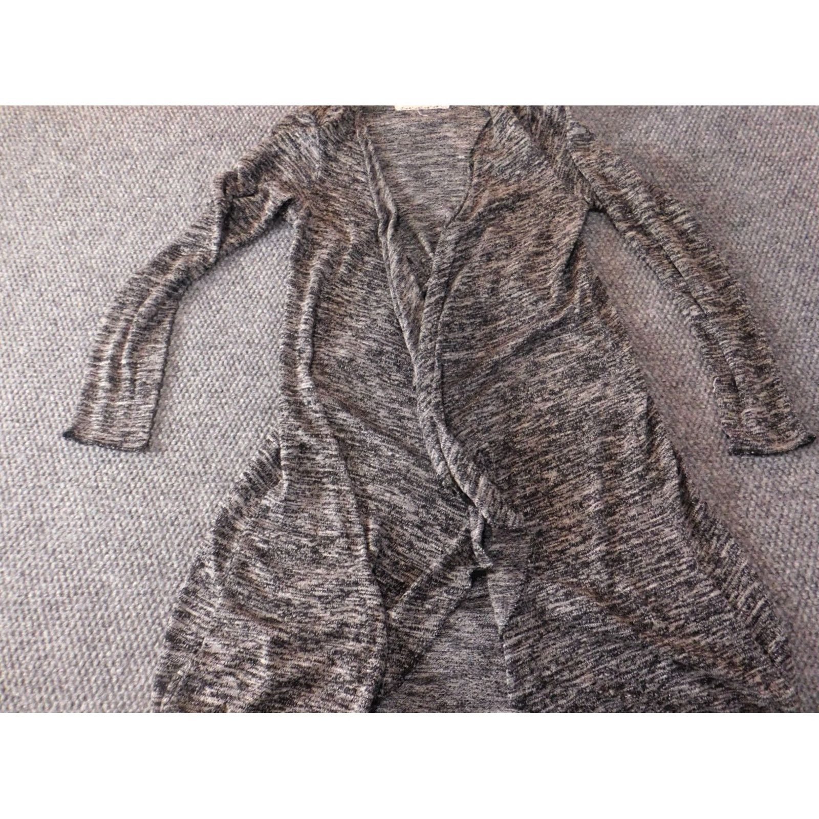 Vintage Cupio Cardigan Sweater M Womens Gray Knit Cable-Knit Raglan Long Sleeve Stretch Solid Regular Machine Washable 90s? Size M / US 6-8 / IT 42-44 - 3 Thumbnail