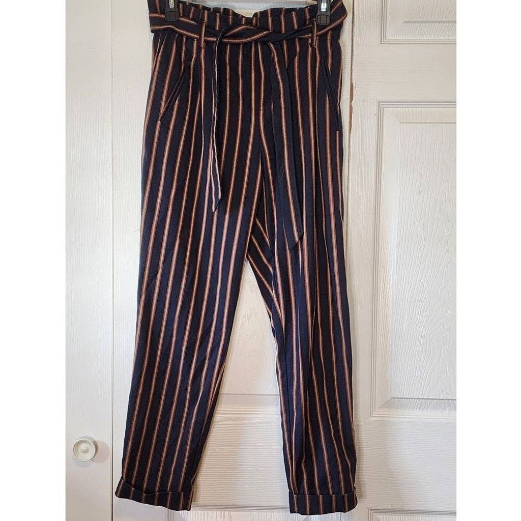 Zara Zara Navy Striped Pants Size 27" / US 4 / IT 40 - 2 Thumbnail