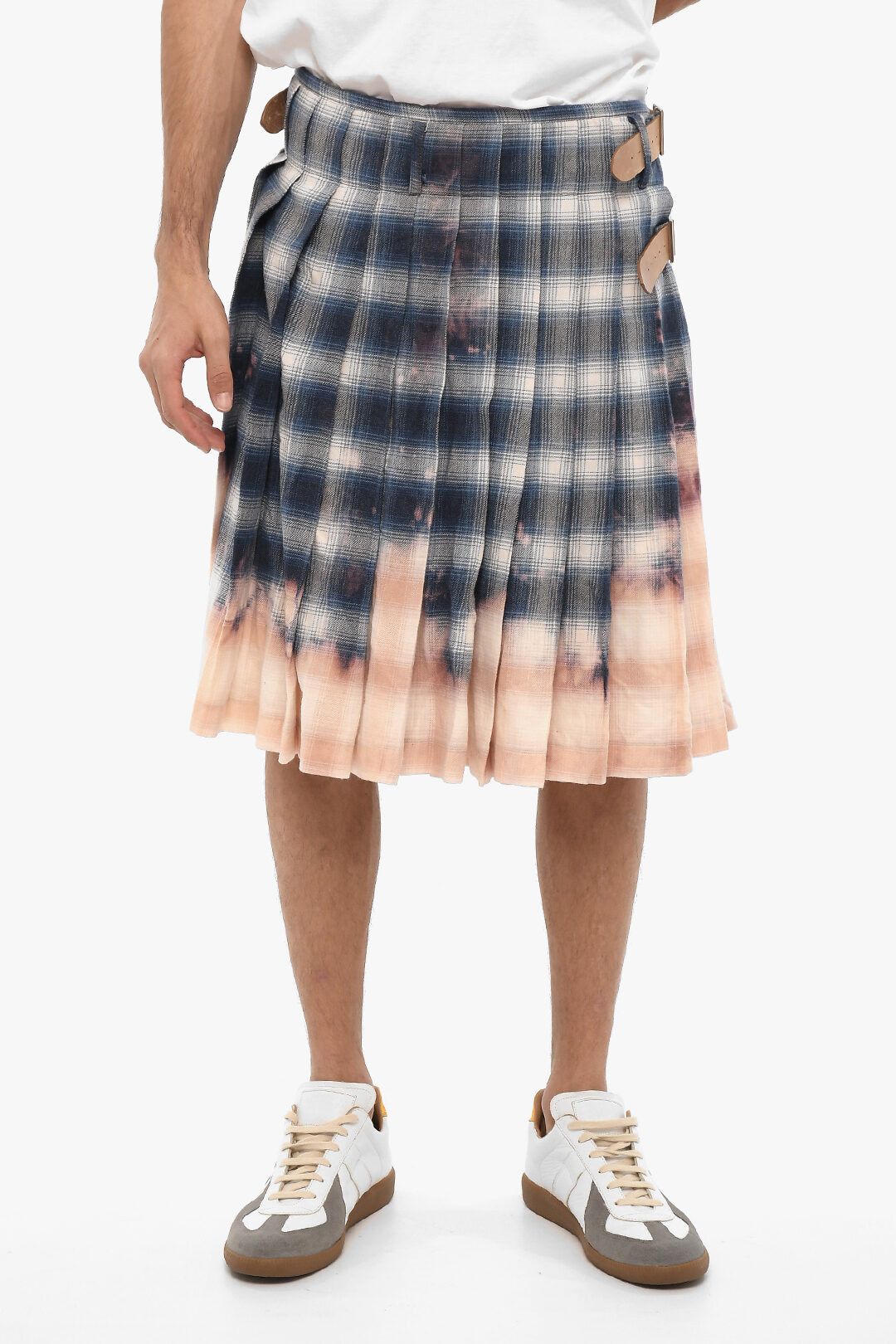 image of 1989 Studio Og1Mm0423 Plaid Check Kilt Skirt In Blue Pink, Men's (Size 32)