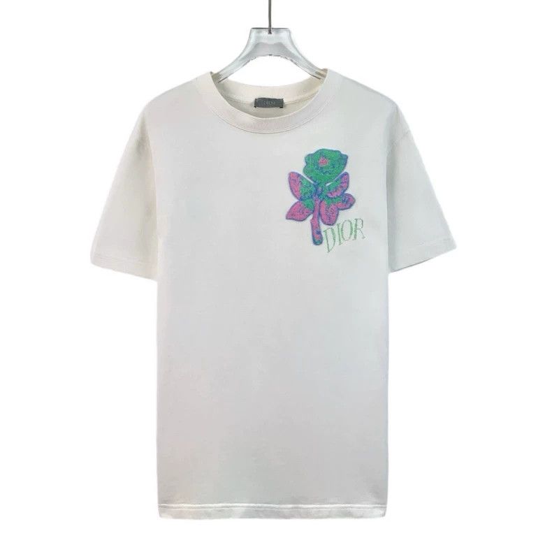 Dior Dior White floral plush cotton round-neck short-sleeved T-s Size US XS / EU 42 / 0 - 1 Thumbnail