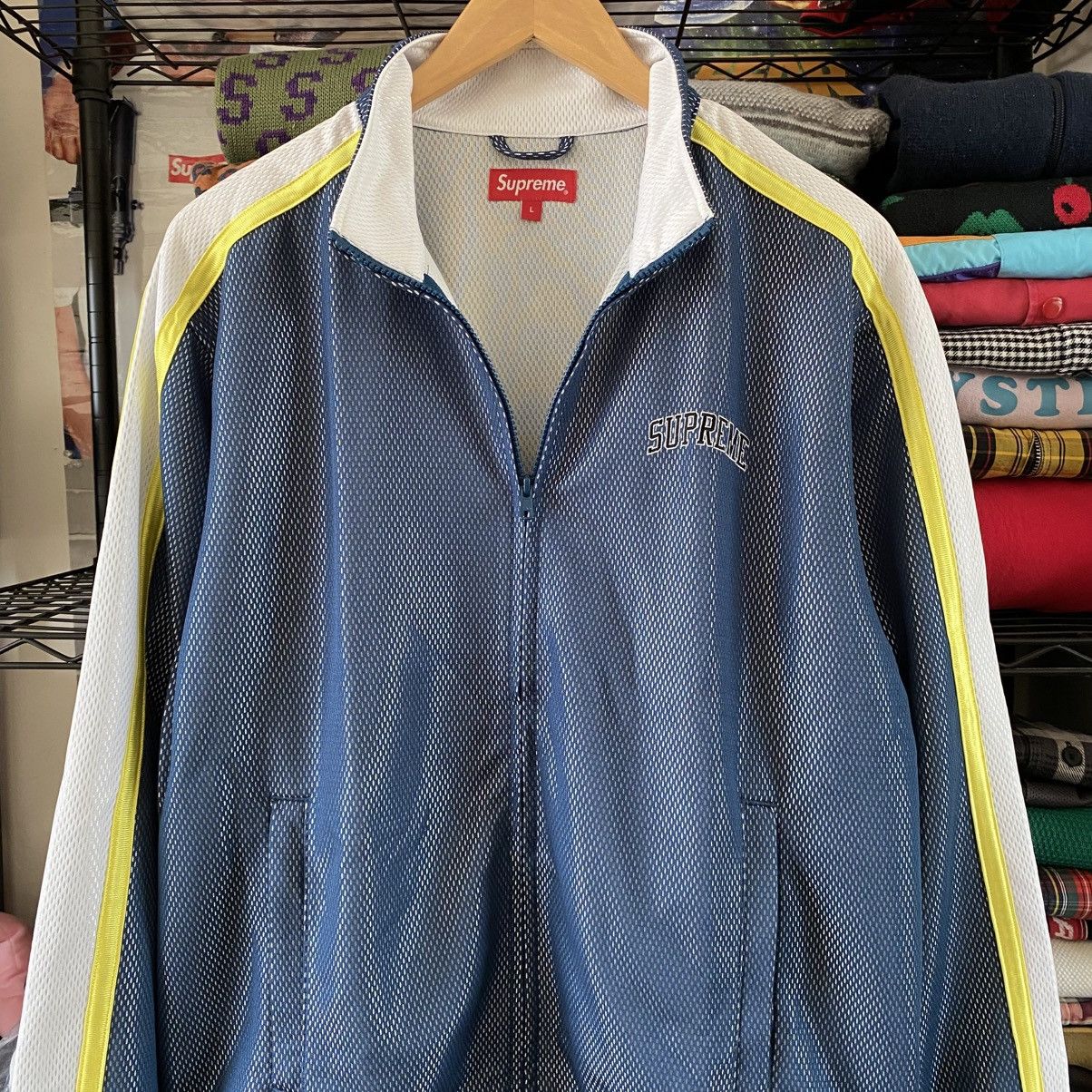 Supreme Supreme Bonded Mesh Track Jacket Navy 2018 Grunge Punk Y2K Size US L / EU 52-54 / 3 - 3 Thumbnail
