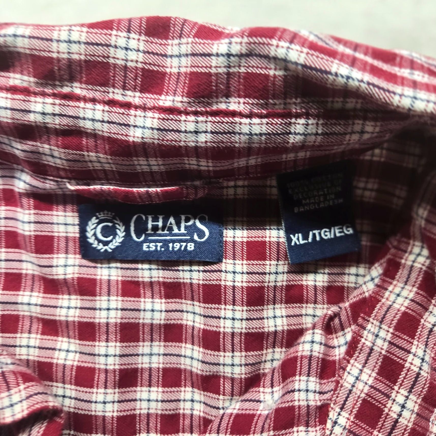 Chaps VINTAGE CHAPS Shirt Checkered Button-Up Long Sleeve Adult XL Red Plaid Men’s Shirt Size US XL / EU 56 / 4 - 3 Thumbnail