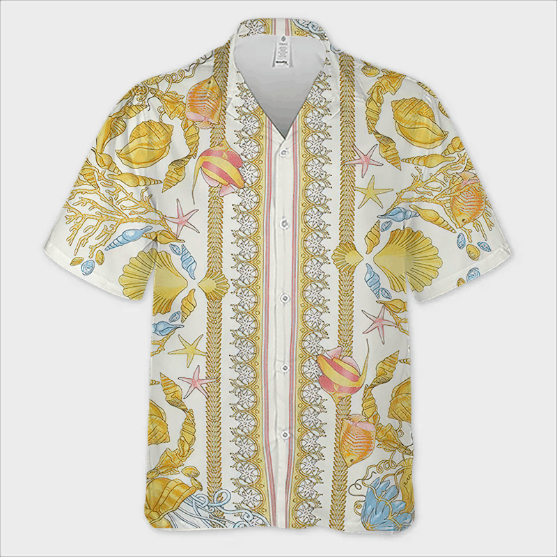 The Unbranded Brand Barocco Shirt, Baroque Print Short Sleeve Button Down Size US S / EU 44-46 / 1 - 3 Thumbnail