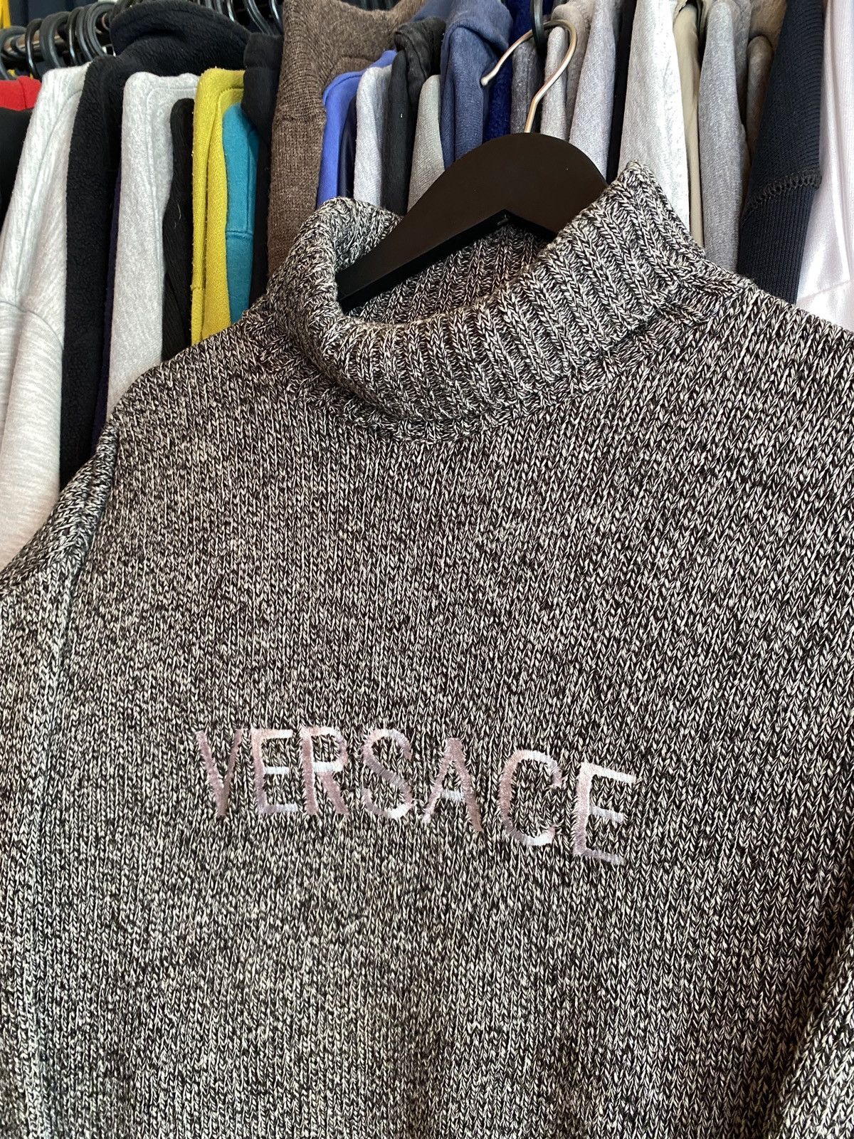 Versace VERSACE VINTAGE KNIT SWEATER BIG LOGO 90s Size US XL / EU 56 / 4 - 2 Thumbnail