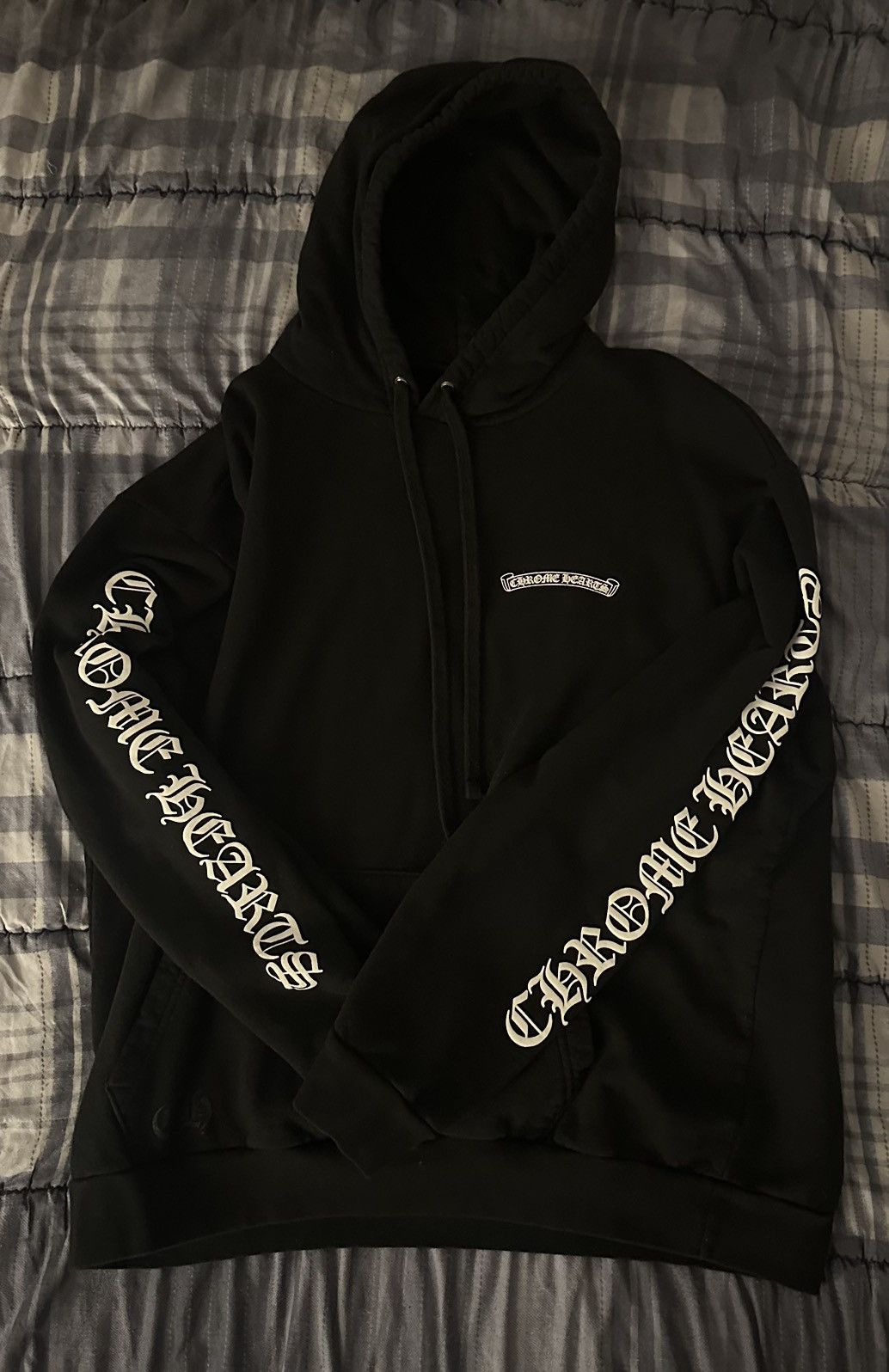 Image of Chrome Hearts Hoodie Scroll Logo in Black, Men's (Size XL)