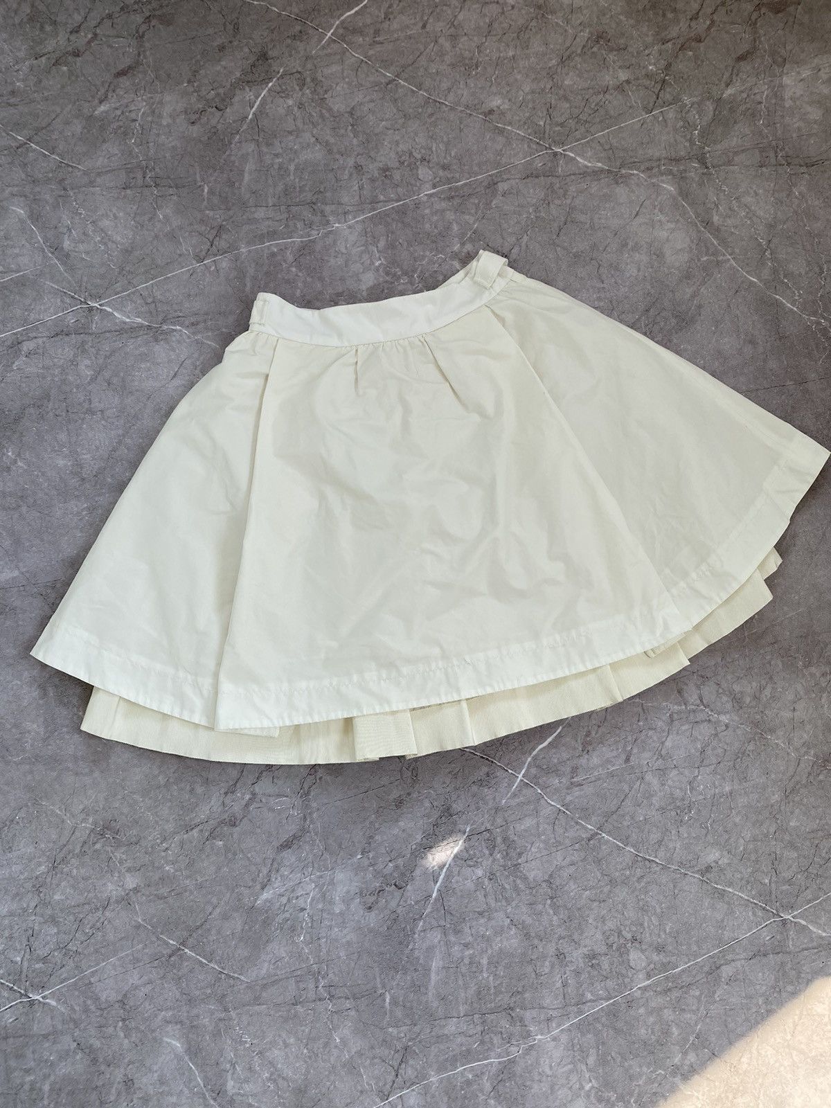 Moncler Nylon Chiffon Layered Ruffled Midi Skirt White