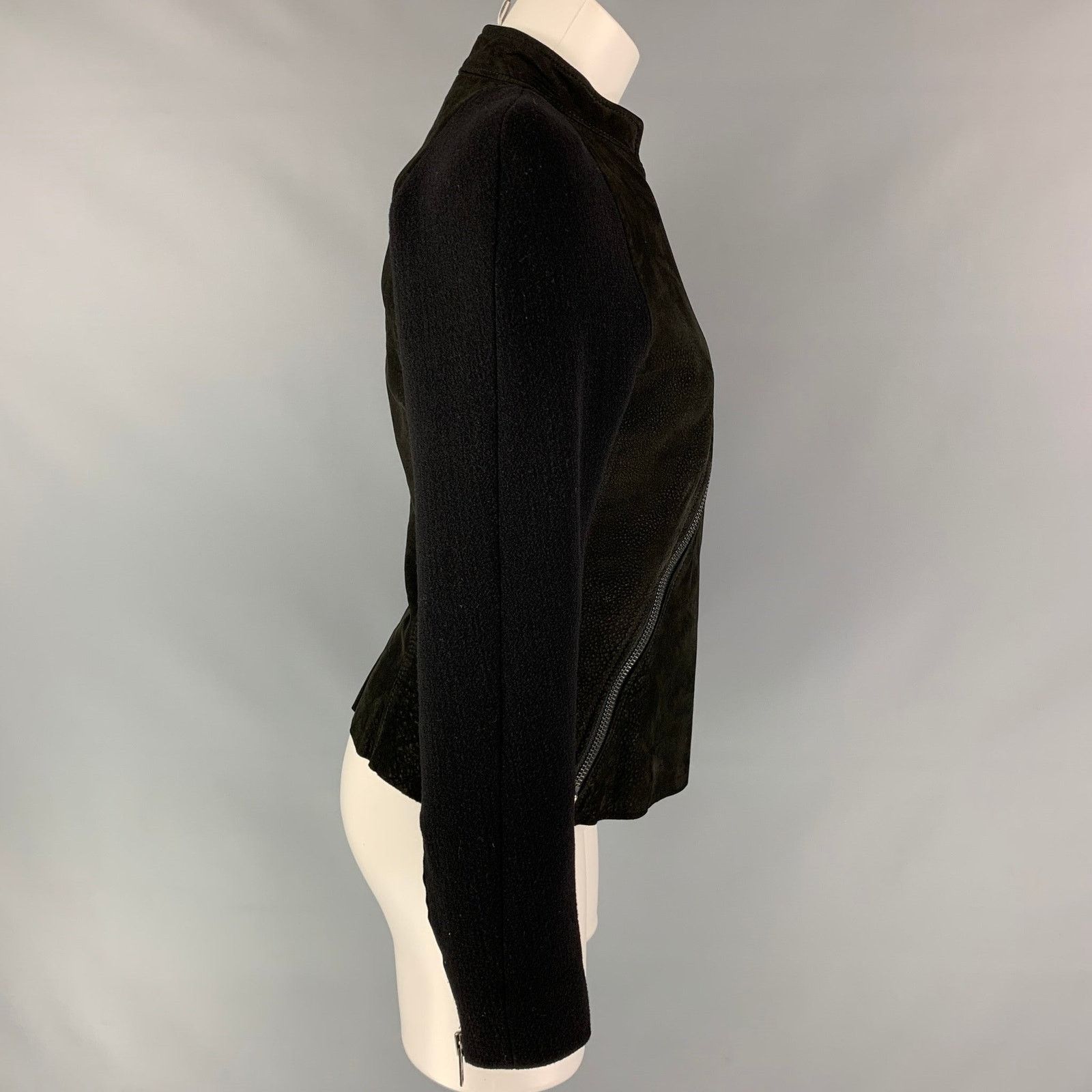 Haider Ackermann Size 4 Black Virgin Wool Blend Asymmetrical Raglan Jacket Size S / US 4 / IT 40 - 3 Thumbnail