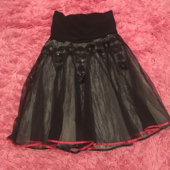Vintage Ariella black tulle sequin fold-over full Skirt Size 27" / US 4 / IT 40 - 3 Thumbnail