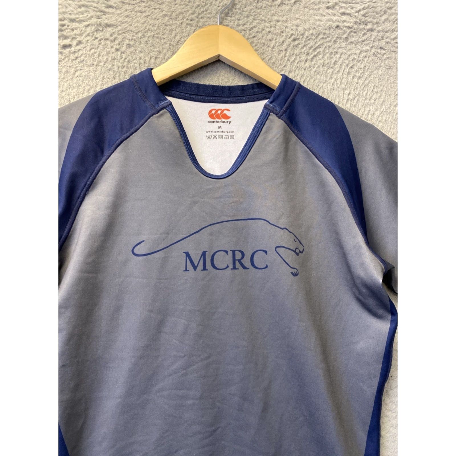 Vintage Canterbury of New Zealand Shirt Mens Jersey Fitted Short Sleeve Blue CCC Logo Size M Gray Activewear Rugby Size US M / EU 48-50 / 2 - 2 Thumbnail