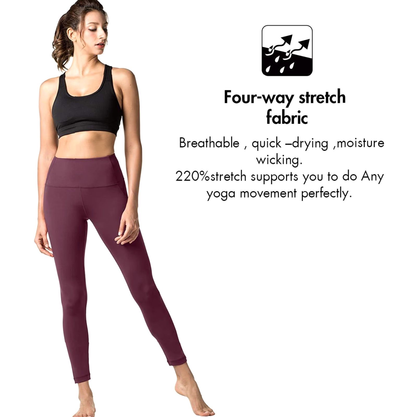 Vintage Lapasa Women Leggings Small Burgundy Yoga Pants High Waist Tummy Control Workout Plus Size Ru Size 28" / US 6 / IT 42 - 4 Thumbnail