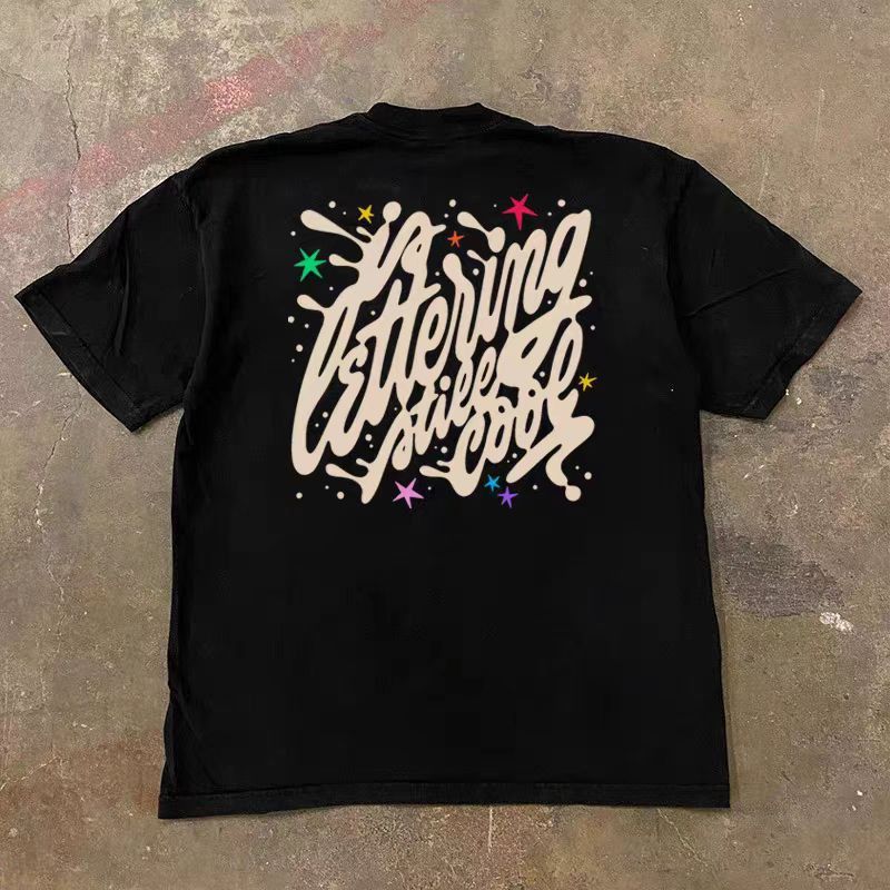 Japanese Brand Black Loose Street Graffiti Print Short Sleeve T-Shirt Size US M / EU 48-50 / 2 - 1 Thumbnail