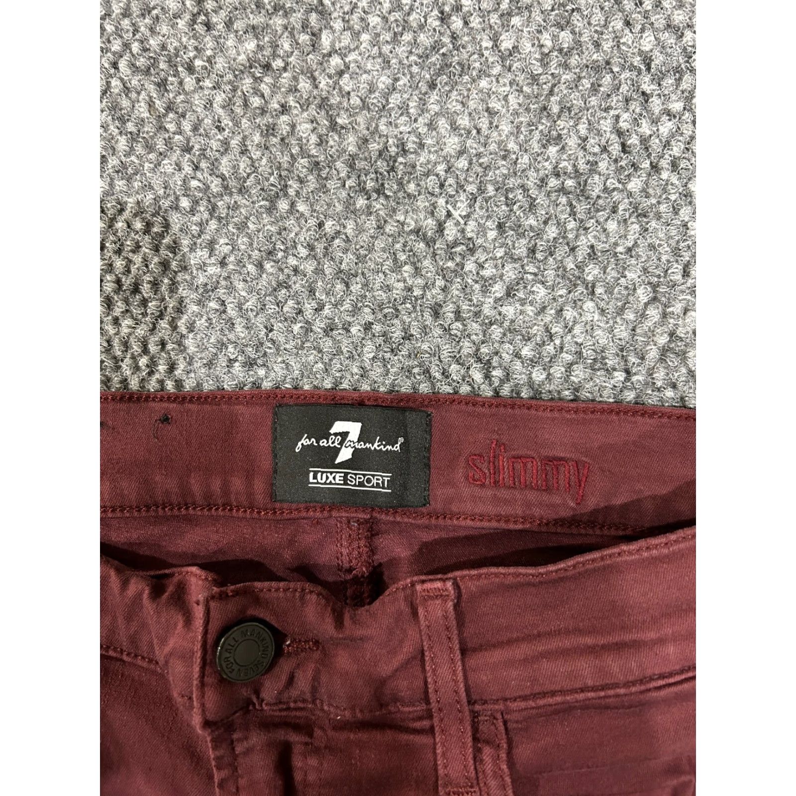7 For All Mankind 7 For All Mankind Jeans Mens 33x33 Slim Straight burgundy stretch Denim 5-Pocket Design Logo Red Dark Cotton Slim Regular Jeans Mens Size US 33 - 4 Thumbnail