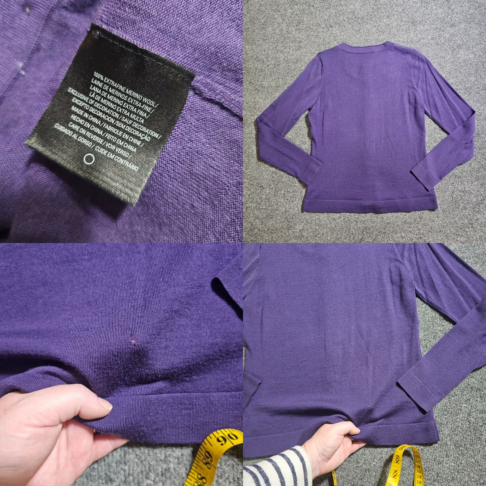 Elie Tahari Elie Tahari Cardigan Sweater Women Small Purple Merino Button Career Casual Sleeve Long Round Neck Size S / US 4 / IT 40 - 8 Thumbnail