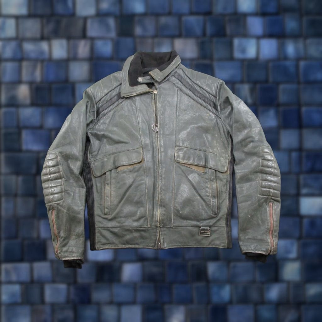 Vintage VINTAGE Polaris Leather Jacket 90s Winter Gray LT Tall L Size Jacket Mens Sz Read Logo Zip Up Regular Motorcycle Coat Size US L / EU 52-54 / 3 - 1 Thumbnail
