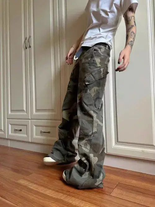 Jean Camouflage Y2K Street Hip Hop Micro Flare Work Pants Size US 34 / EU 50 - 4 Thumbnail