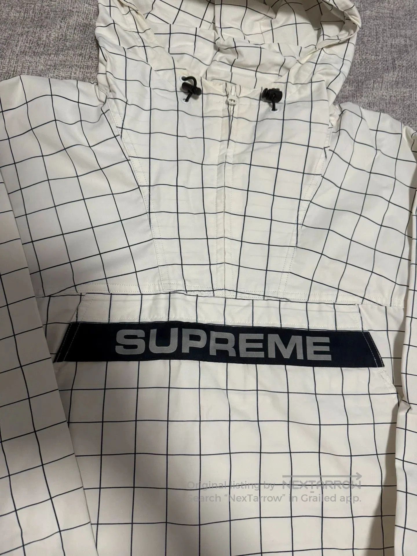 Supreme White Grid Pattern Hooded Anorak Jacket . Size US L / EU 52-54 / 3 - 3 Thumbnail