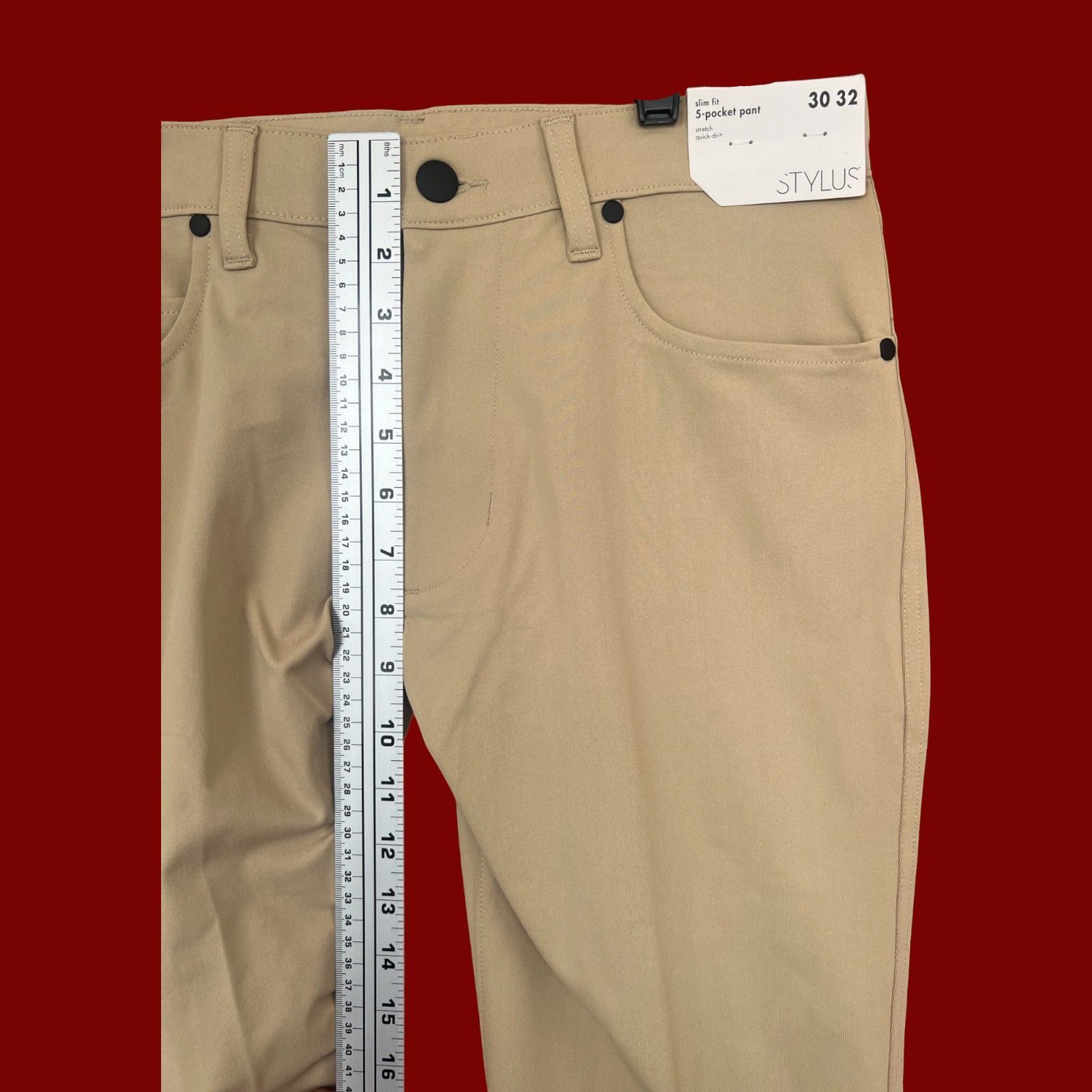 Other Stylus - Men's Slim Fit Flat Front Chino Pants - 5 Pockets - Size US 30 / EU 46 - 7 Thumbnail