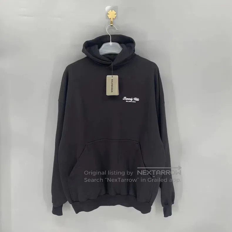 Balenciaga Balenciaga Black Embroidered Letter Logo Hoodie Size US S / EU 44-46 / 1 - 1 Thumbnail