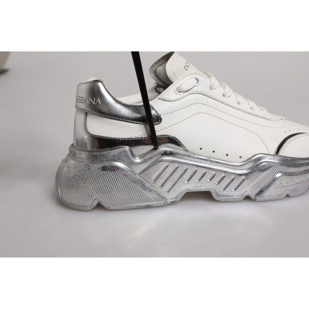 Dolce & Gabbana Dolce & Gabbana White Silver Daymaster Low Top Sneaker Shoes Size US 8.5 / IT 38.5 - 7 Thumbnail