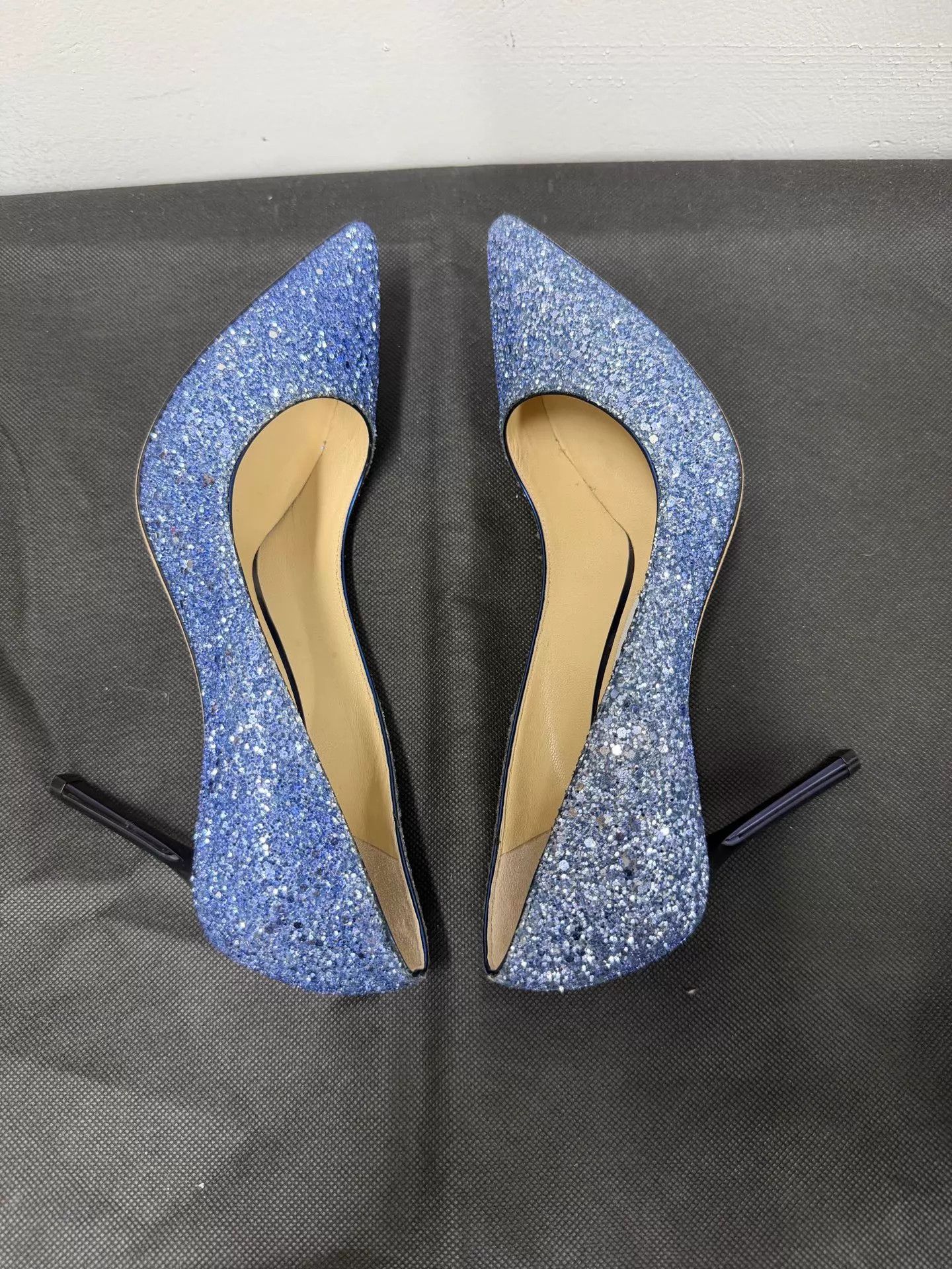 Jimmy Choo Jimmy Choo Romy 85 Blue Glitter Women's 37 New Size US 6.5 / IT 36.5 - 5 Thumbnail