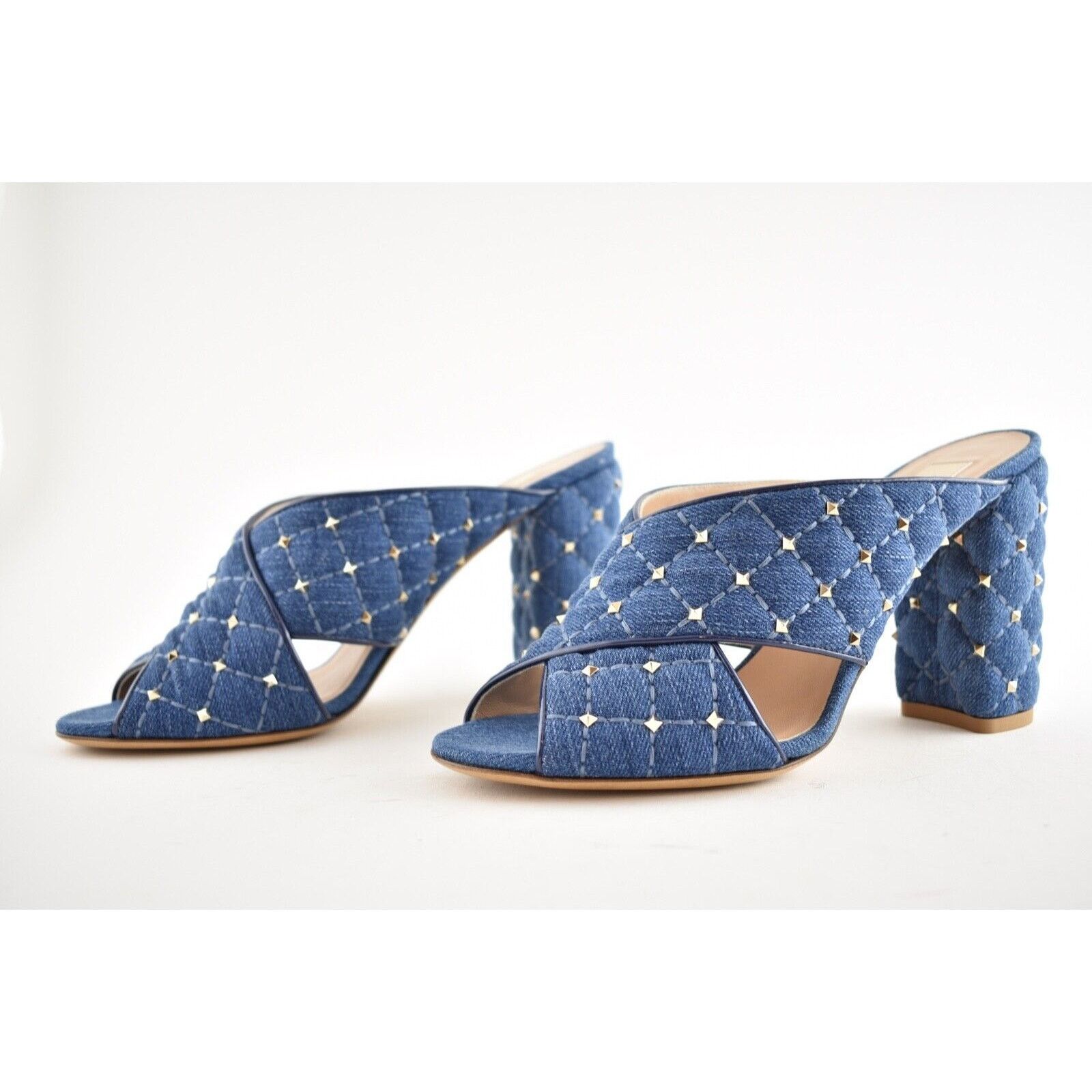 Valentino Valentino Rockstud Spike Denim Blue Mule Stud Backless Size US 6.5 / IT 36.5 - 11 Thumbnail