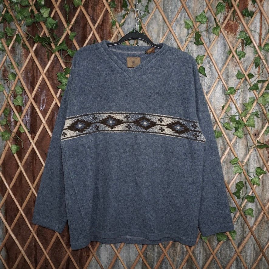 St. Johns Bay Large-VintageY2K St Johns Bay Aztec stripe fleece sweatshirt Size US L / EU 52-54 / 3 - 1 Thumbnail