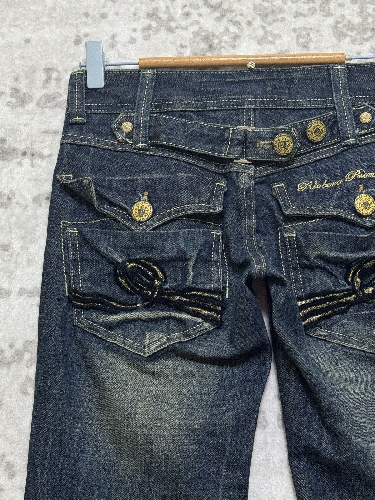 Hysteric Glamour Vintage Riobera Flared Low Rise Jeans Back Buckle Denim Size US 28 / EU 44 - 9 Thumbnail
