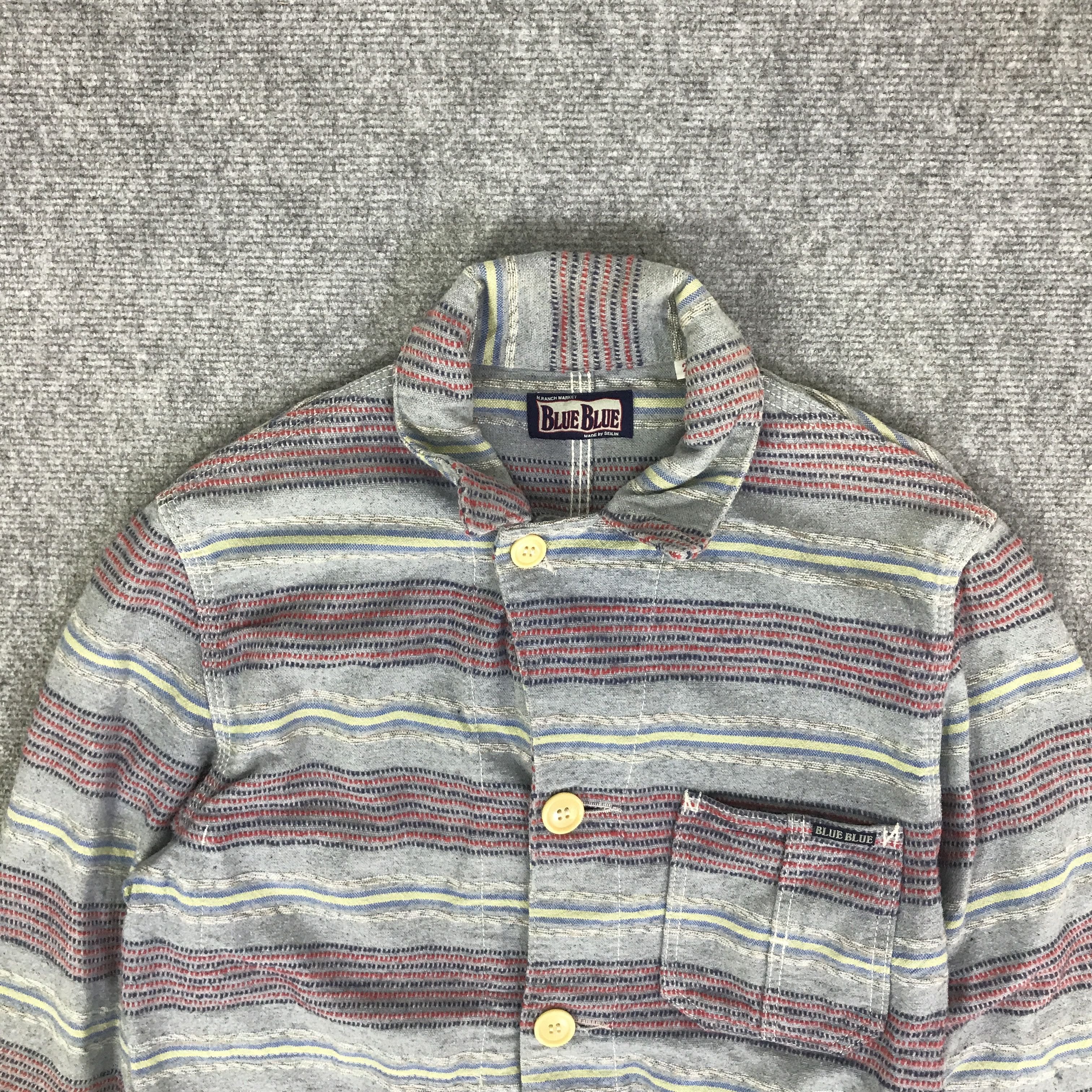 Blue Blue Japan BLUE BLUE INDIGO BUTTON STRIPED DESIGN JACKET K81B15 Size US M / EU 48-50 / 2 - 2 Thumbnail