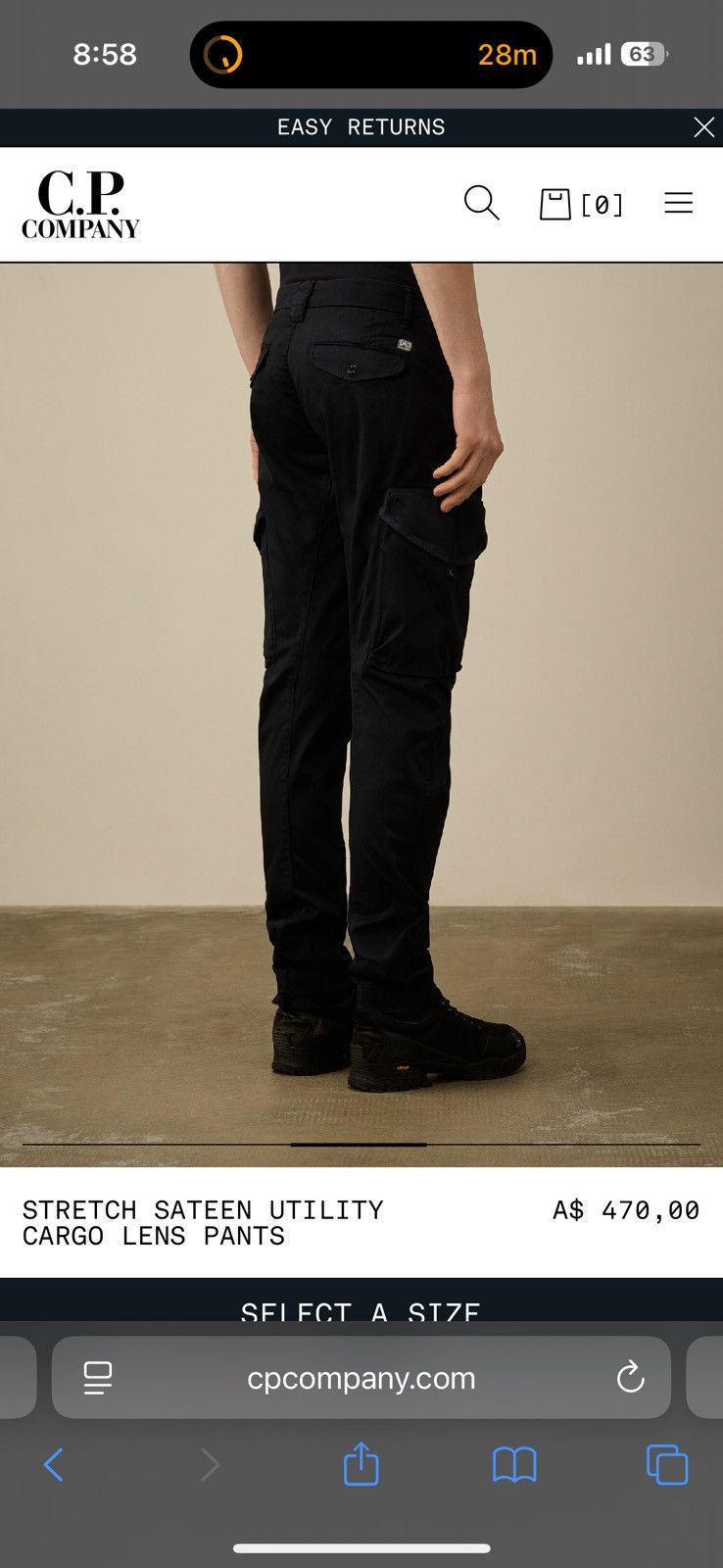 C.P. Company Total Eclipse Dark Navy Stretch Sateen Cargo Pants 44 Size US 28 / EU 44 - 23 Thumbnail