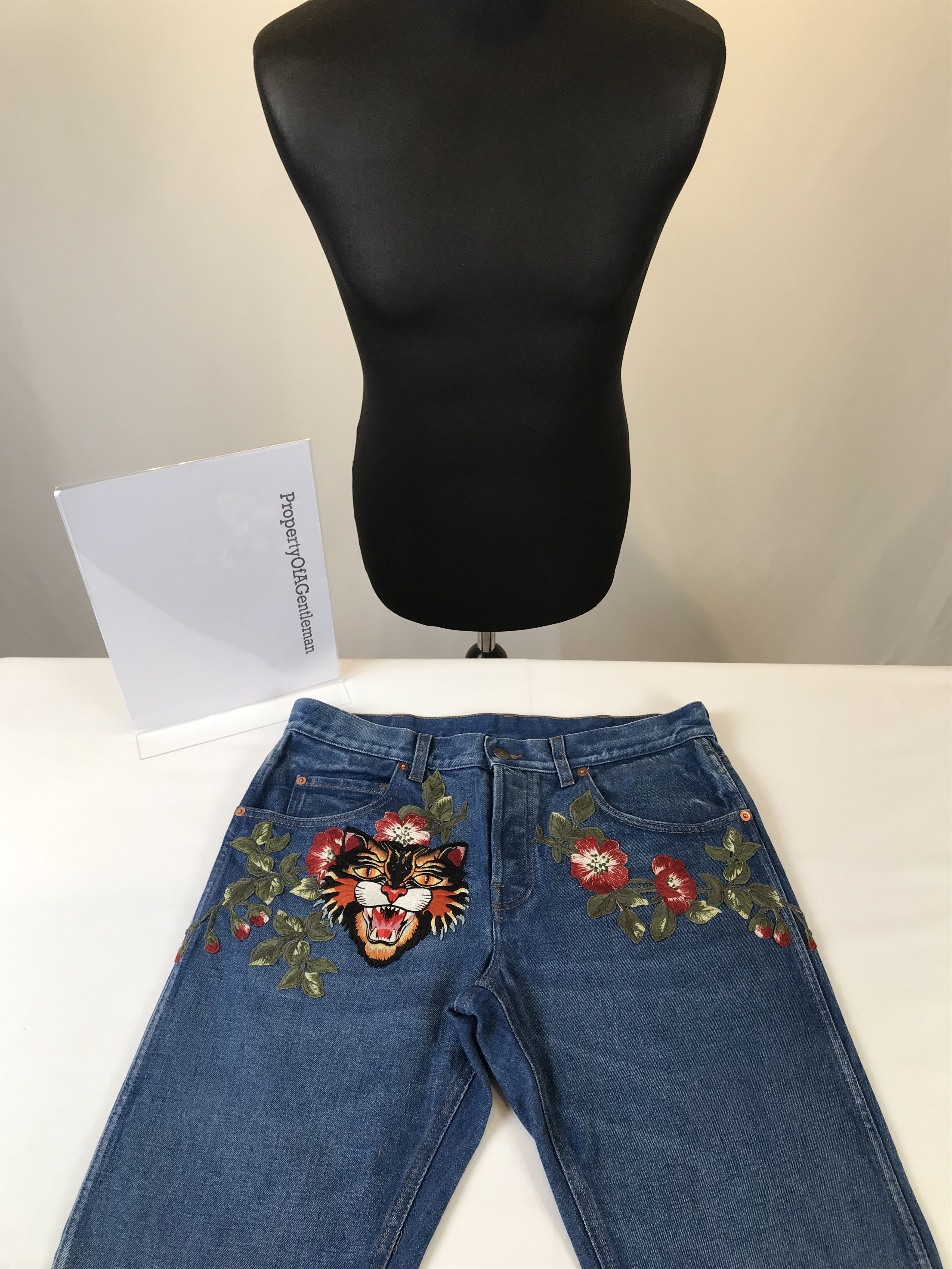 Gucci Gucci Floral Cat Embroidered Jeans Size US 34 / EU 50 - 2 Thumbnail