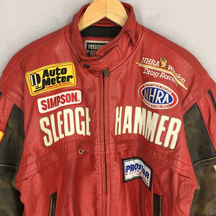 NASCAR Yellow Corn Motorsports Sledge Hammer Leather Jacket Large Grailed