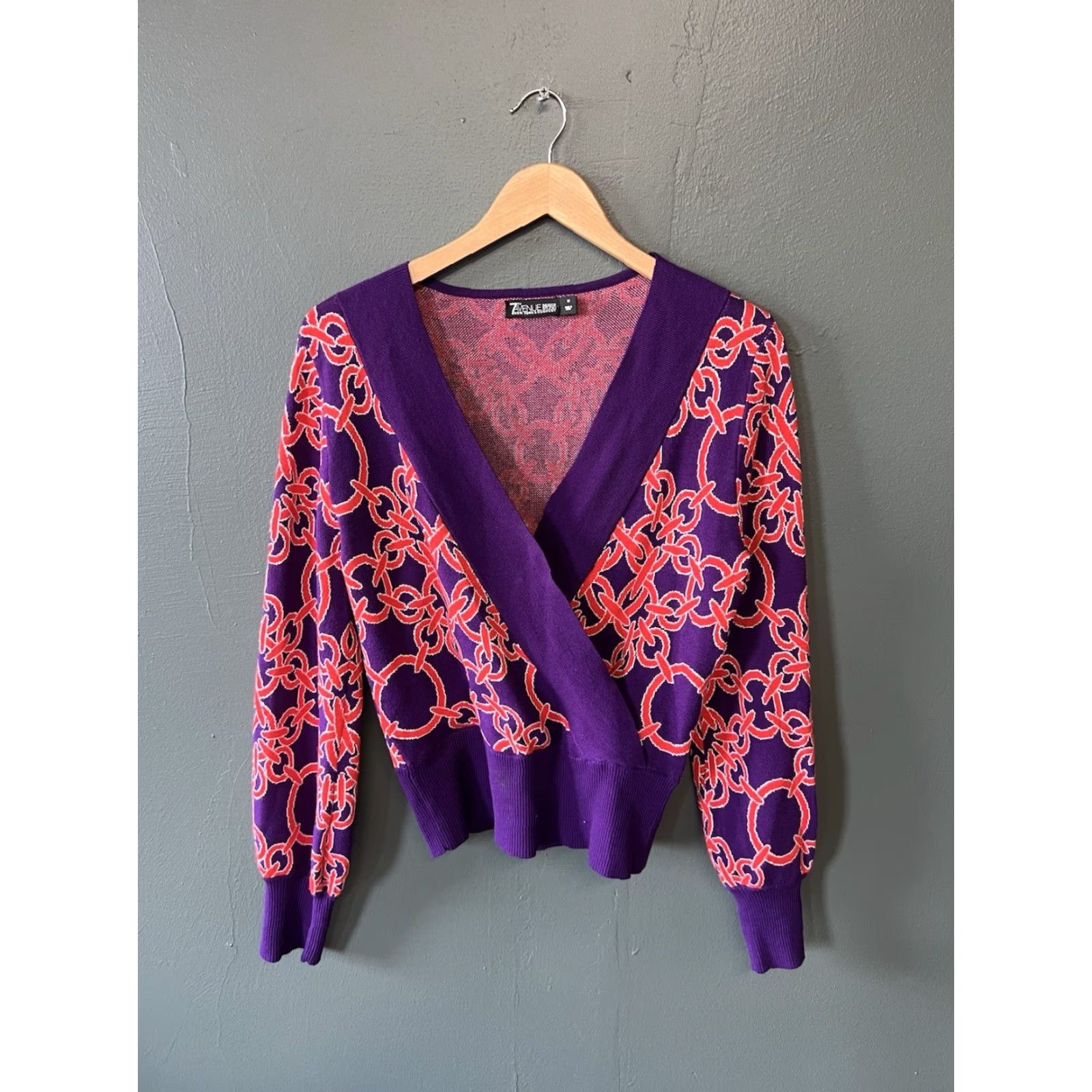 Avenue 7th Avenue Womens Purple Geometric Pattern Knit Sweatshirt And Skirt Size Medium Size M / US 6-8 / IT 42-44 - 2 Thumbnail