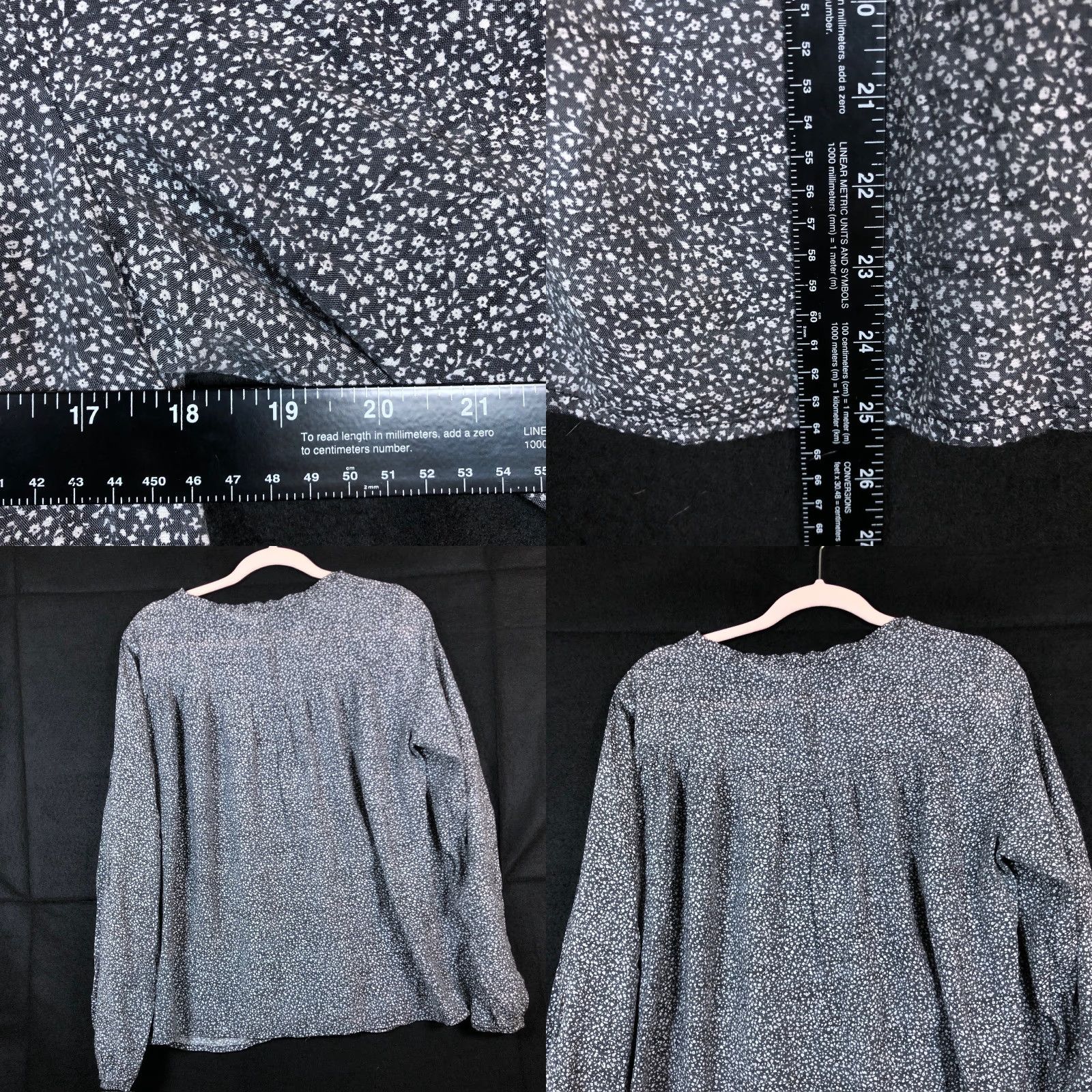 Lauren Conrad LC Lauren Conrad Blouse Gray White Spotted Button Down Long Sleeve Medium Womens Size M / US 6-8 / IT 42-44 - 8 Thumbnail