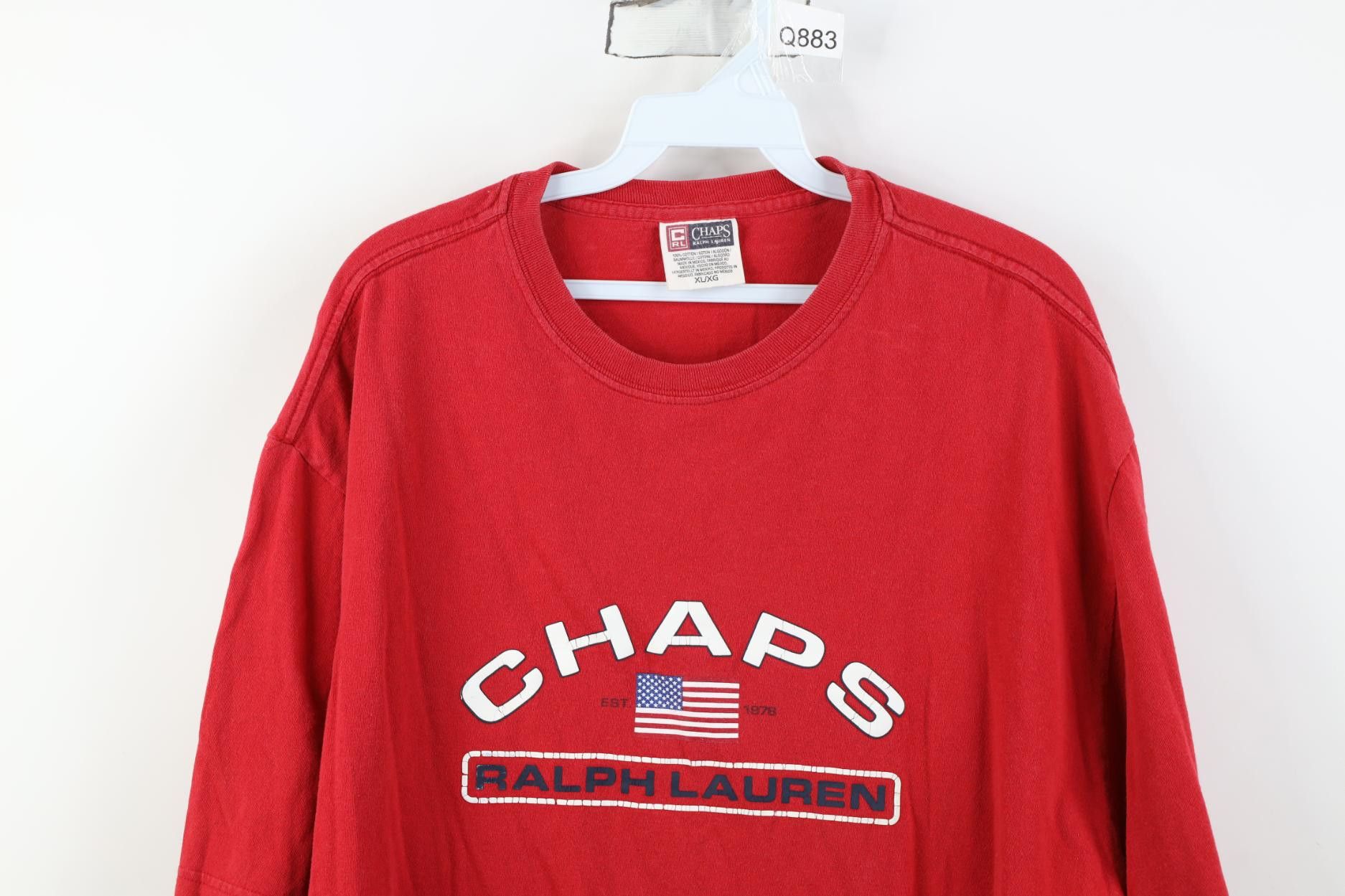 Polo Ralph Lauren Vintage 90s Chaps Ralph Lauren Spell USA Flag T-Shirt Red Size US XL / EU 56 / 4 - 2 Thumbnail