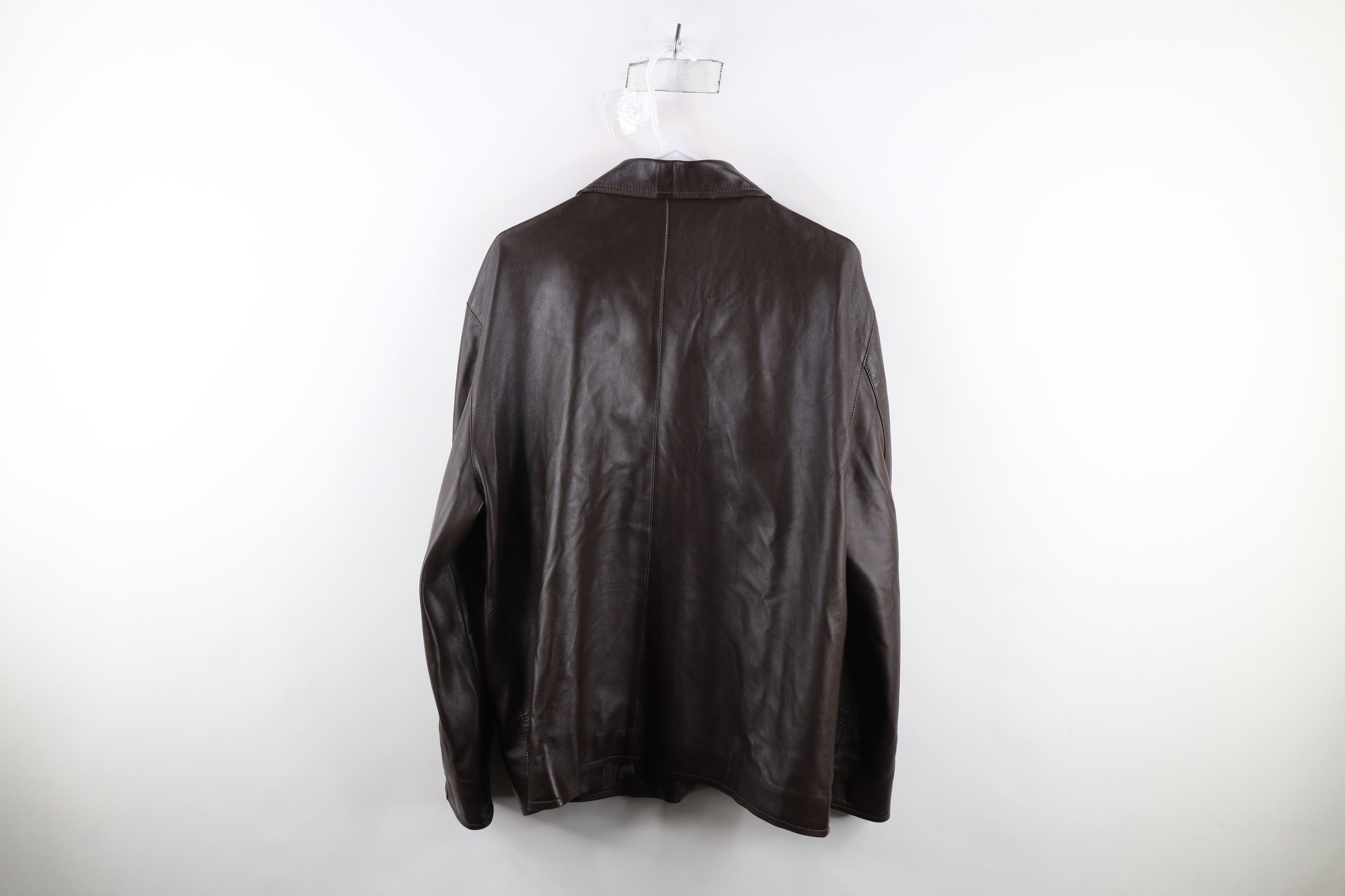 Vintage Vintage 90s Streetwear Leather Full Zip Bomber Jacket Brown Size XXL / US 16-18 / IT 52-54 - 14 Thumbnail