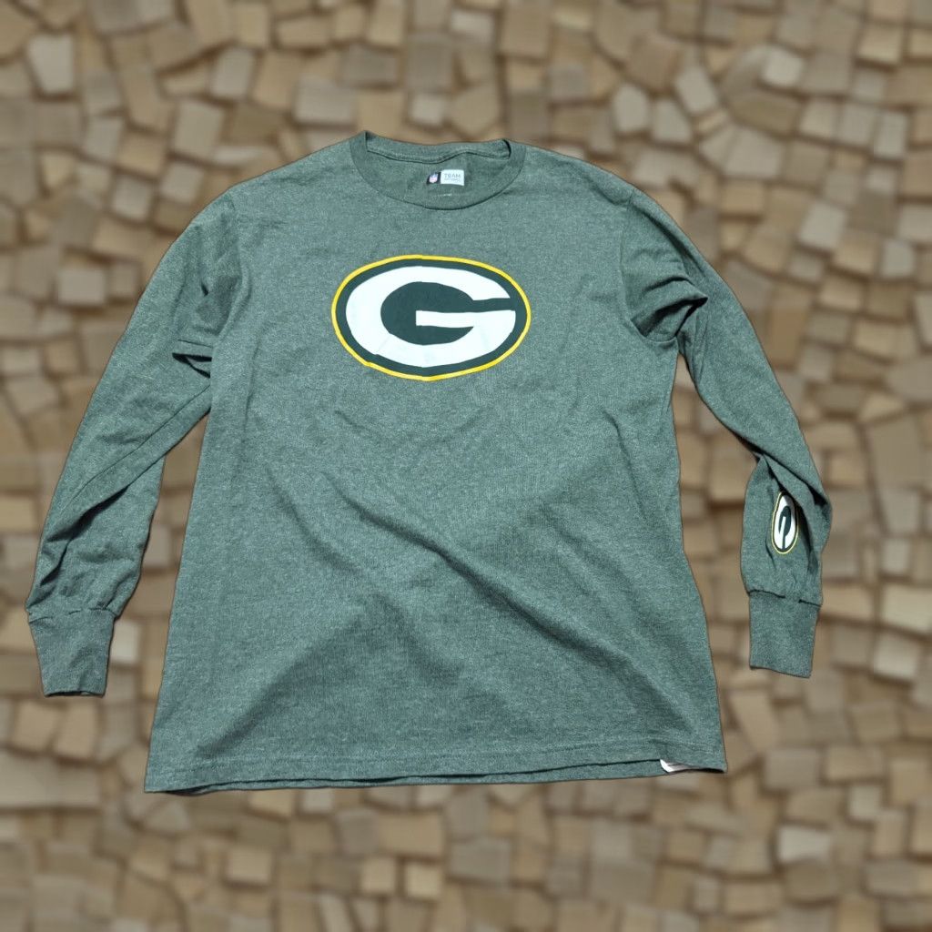 NFL NFL Team Apparel Shirt Men Long Sleeve Wisconsin Green Bay Packers Medium Green Crew Neck Size US M / EU 48-50 / 2 - 1 Thumbnail