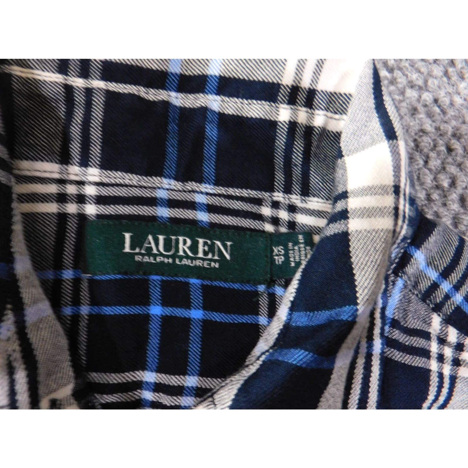 Ralph Lauren Lauren Ralph Lauren Button-Up Shirt Women's XS Blue Plaid Knit Stretch Collared Casual Regular Size XS / US 0-2 / IT 36-38 - 5 Thumbnail