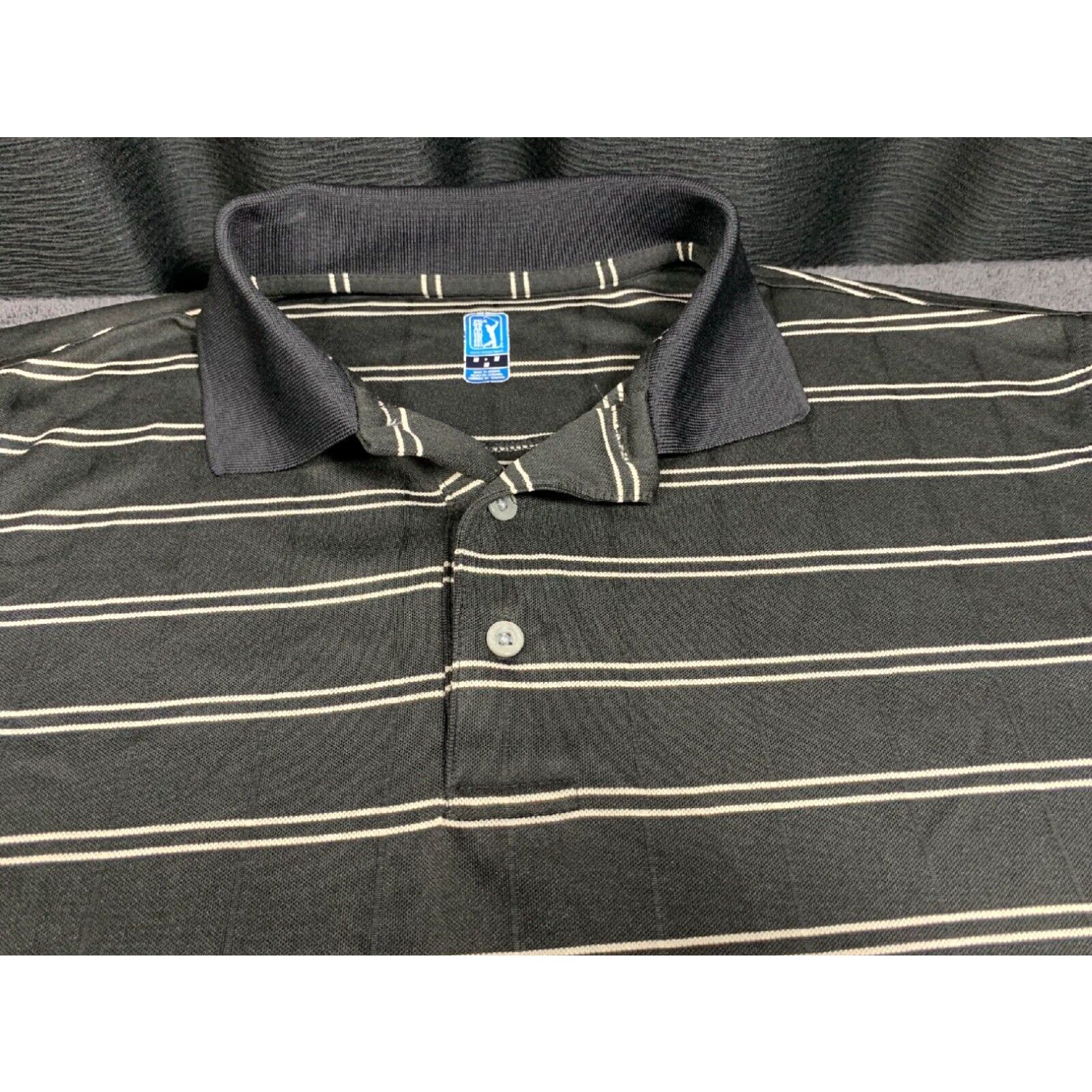 PGA Tour PGA Tour Black Striped Men's Short Sleeve Polo Shirt - Medium Size US XL / EU 56 / 4 - 3 Thumbnail