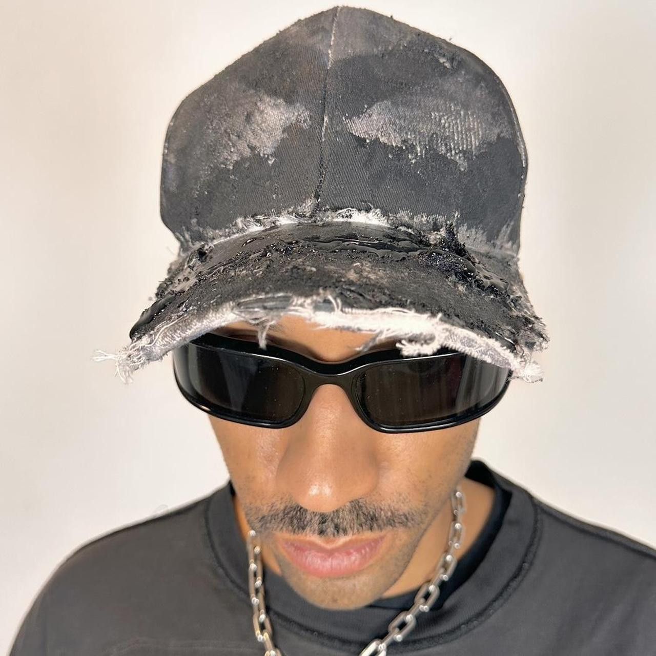 Other ASTROBOI* 'Y's' Trompe L'oeil Black Denim Print Resin Hat Size ONE SIZE - 7 Thumbnail
