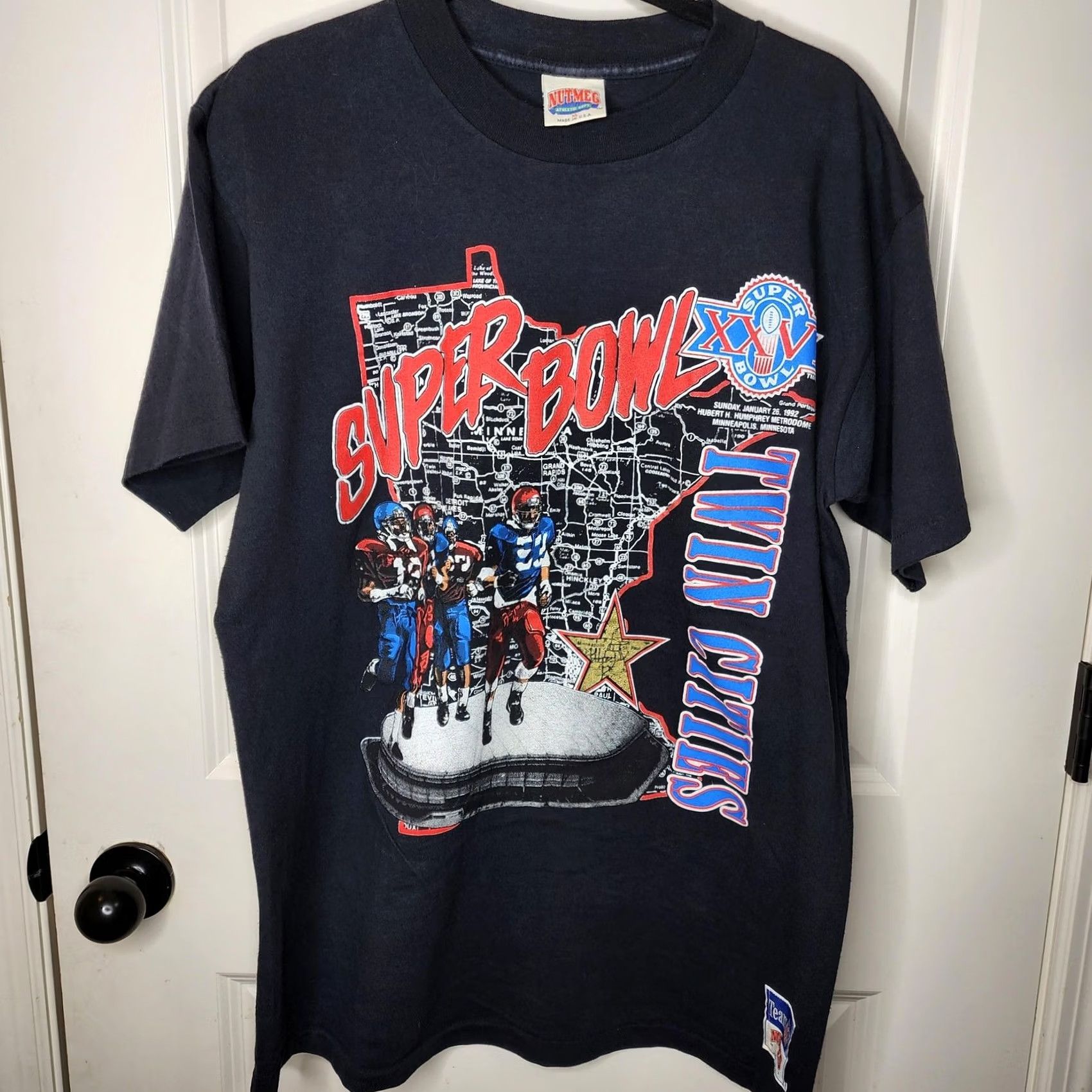 Nutmeg VINTAGE Nutmeg Shirt Mens XL Black VTG Super Bowl XXVI Twin Cities NFL Football Tee Size US XL / EU 56 / 4 - 2 Thumbnail